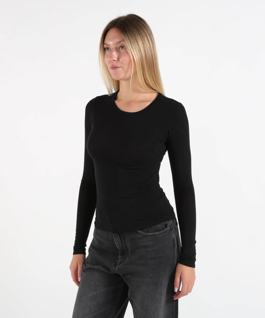 Bluse KAOS Maglia Donna Morbida Girocollo Nero | KAOS