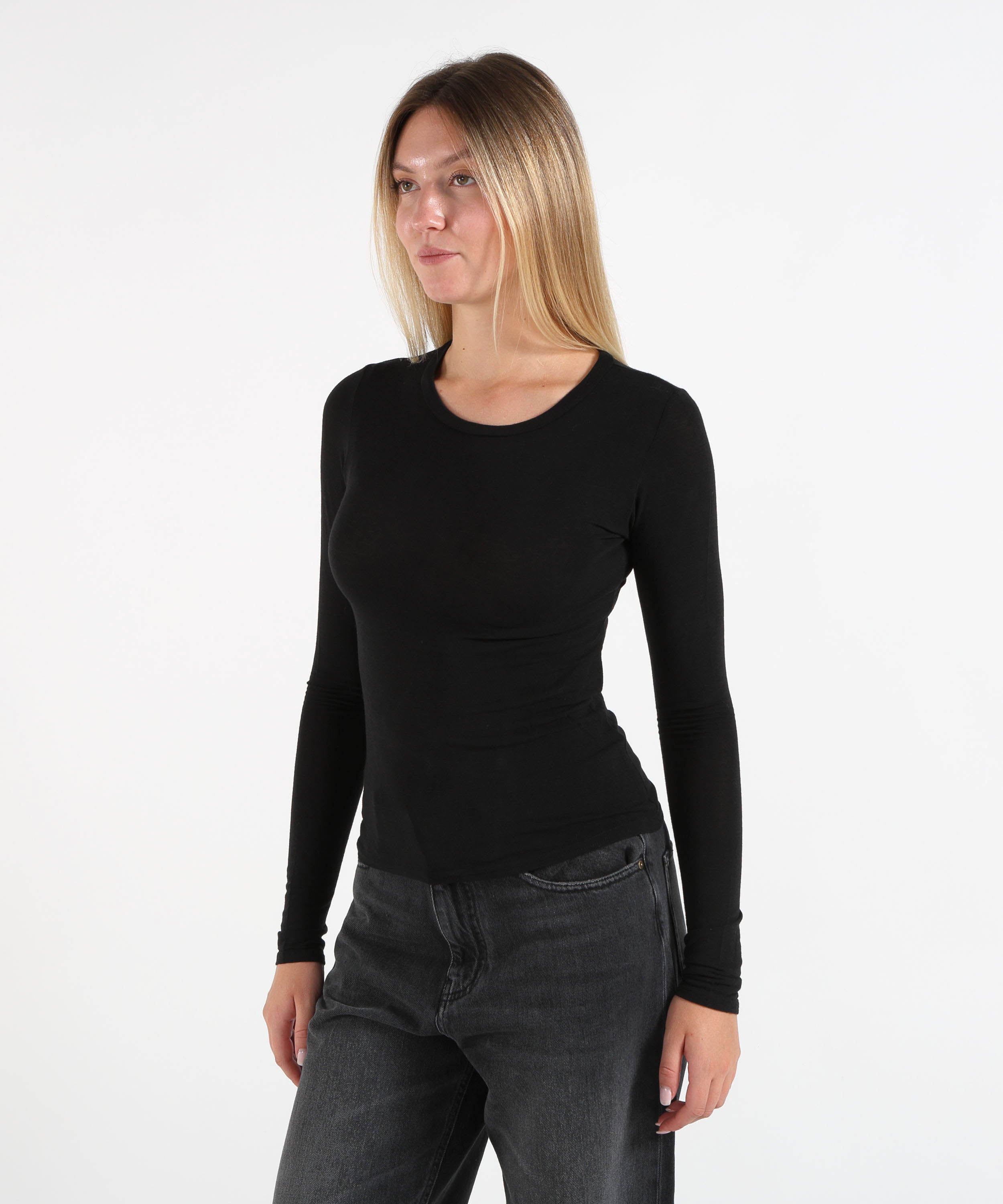 Bluse KAOS Maglia Donna Morbida Girocollo Nero | KAOS