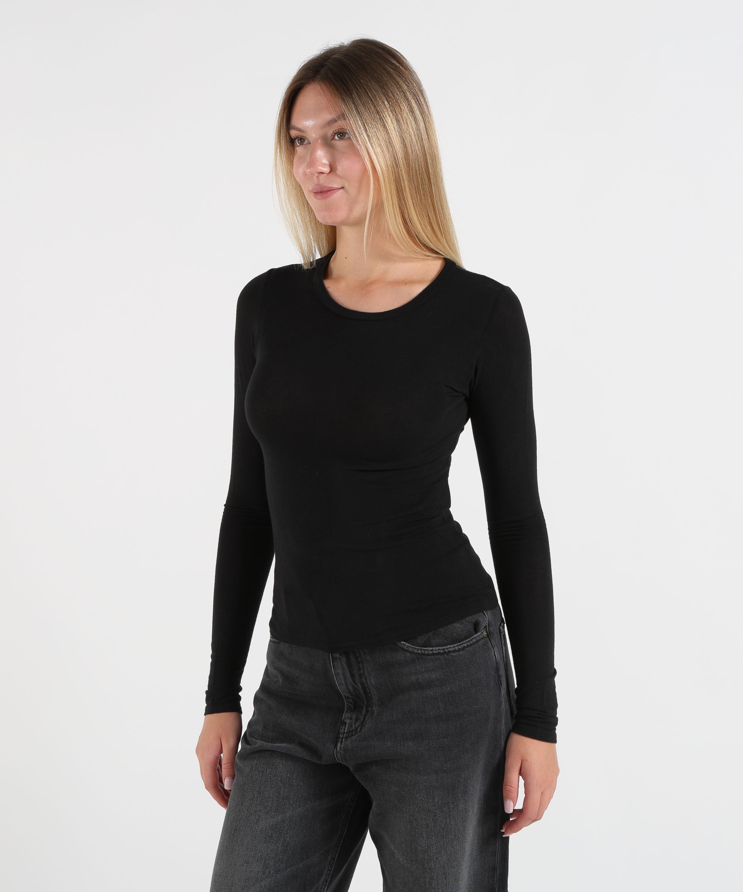 Bluse KAOS Maglia Donna Morbida Girocollo Nero | KAOS