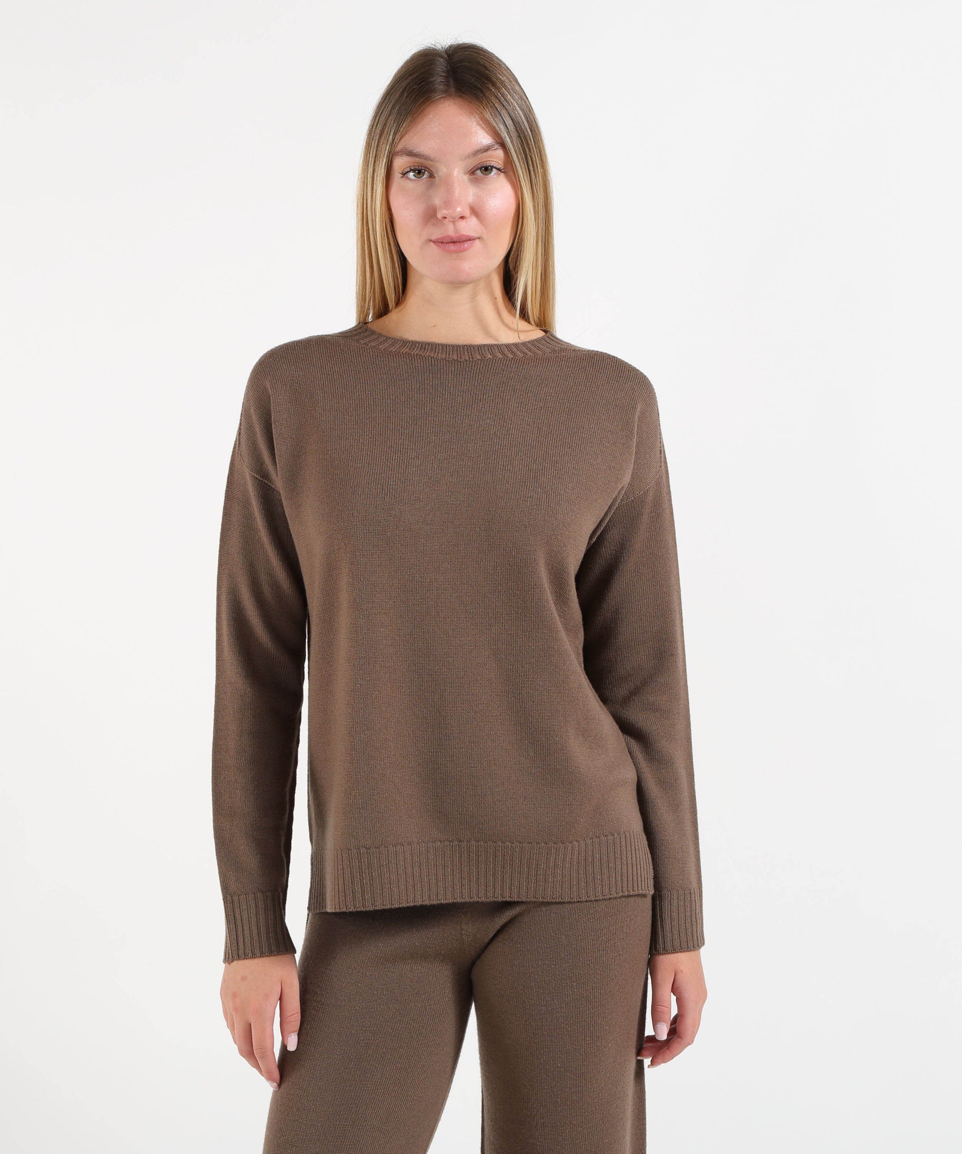 KAOS Maglione Donna Girocollo con Spacchetti Laterali