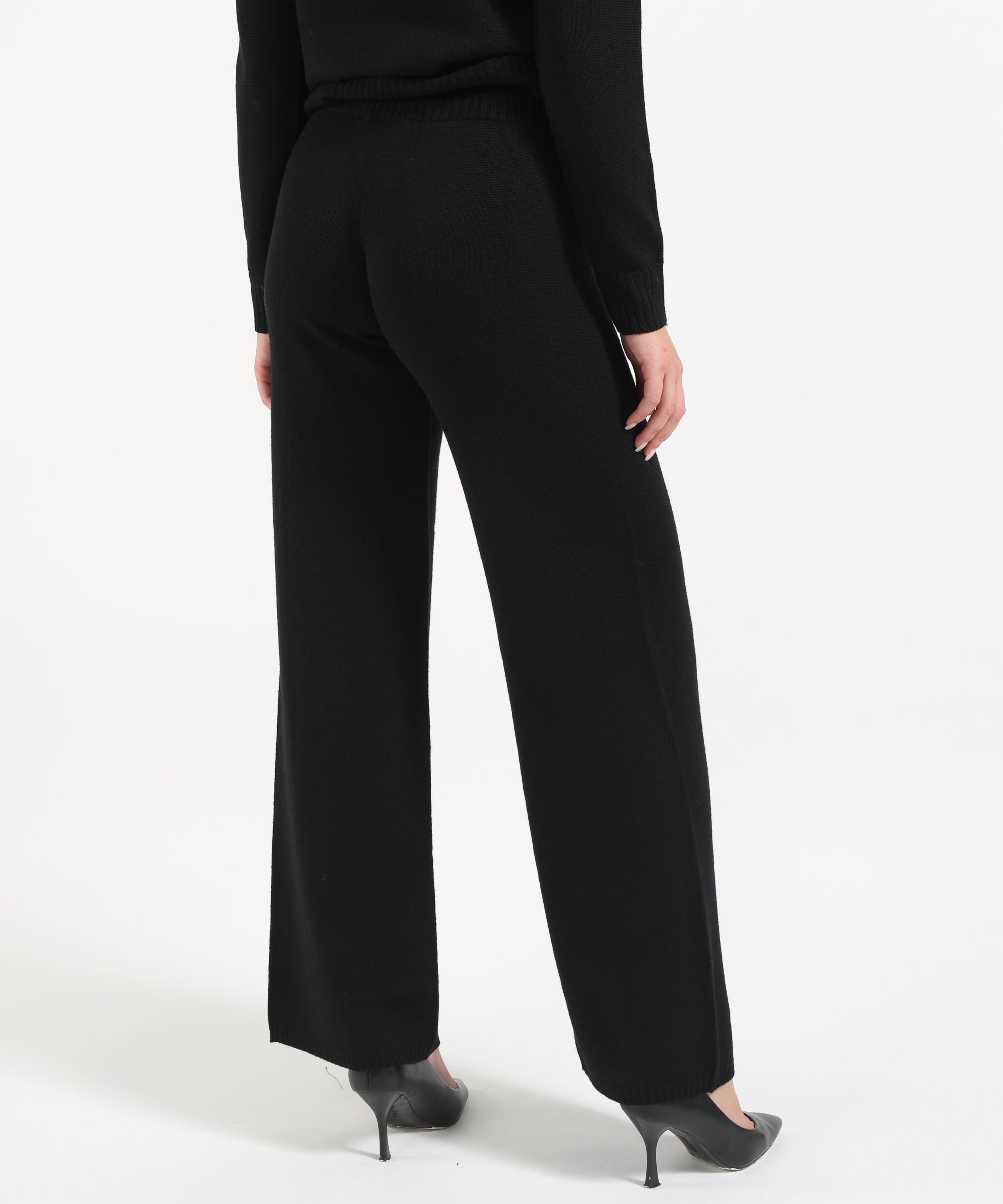 Maglie KAOS Pantalone Donna Palazzo in Lana Nero | KAOS