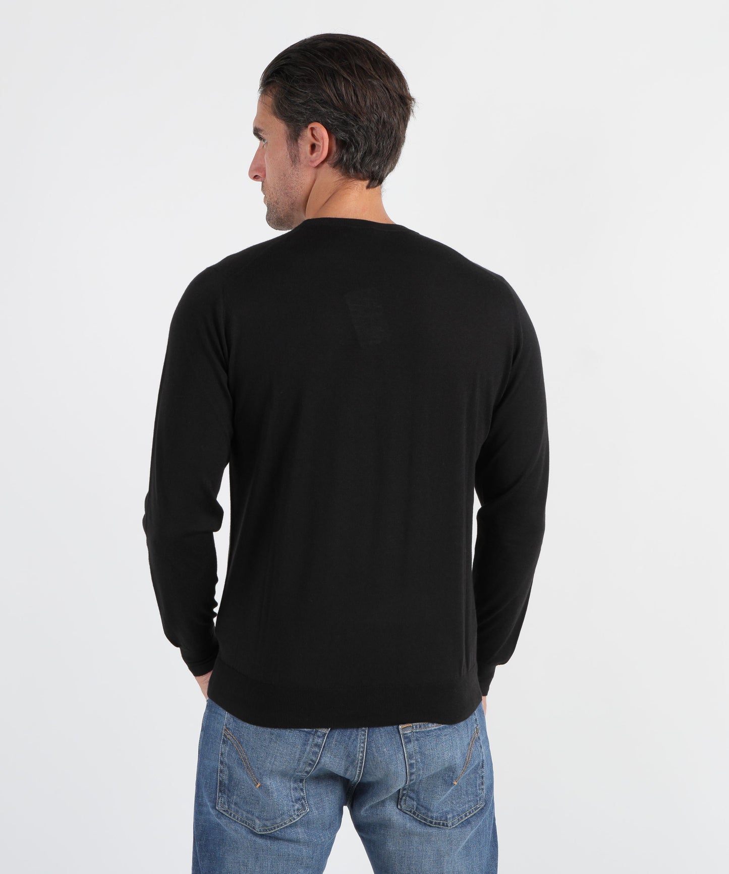FILIPPO DE LAURENTIIS Ultra-Light Crew Neck Sweater in Merino Wool, Silk and Cashmere – Slim Fit 