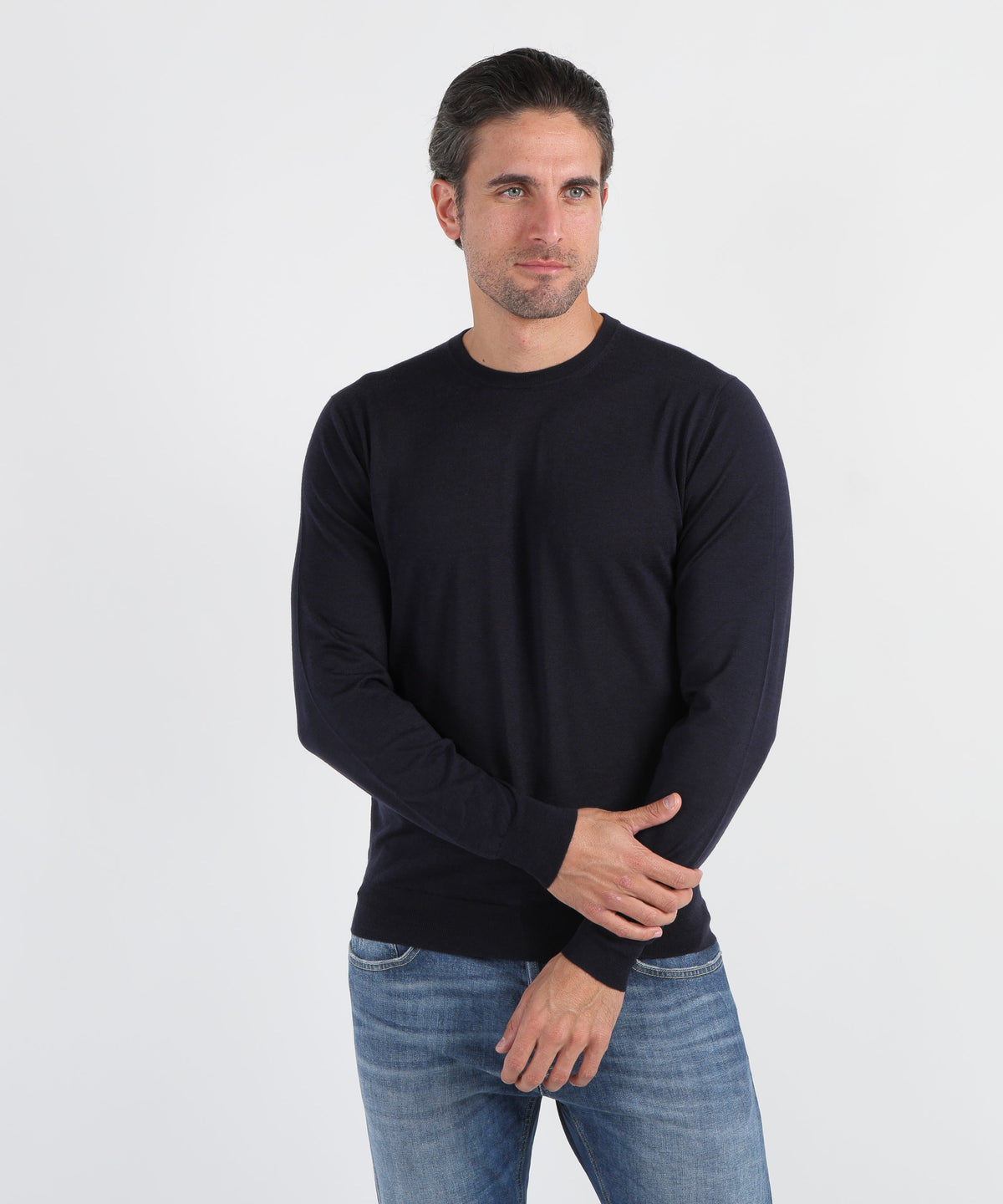 FILIPPO DE LAURENTIIS Maglia Girocollo Superleggera in Lana Merino, Seta e Cashmere Slim Fit