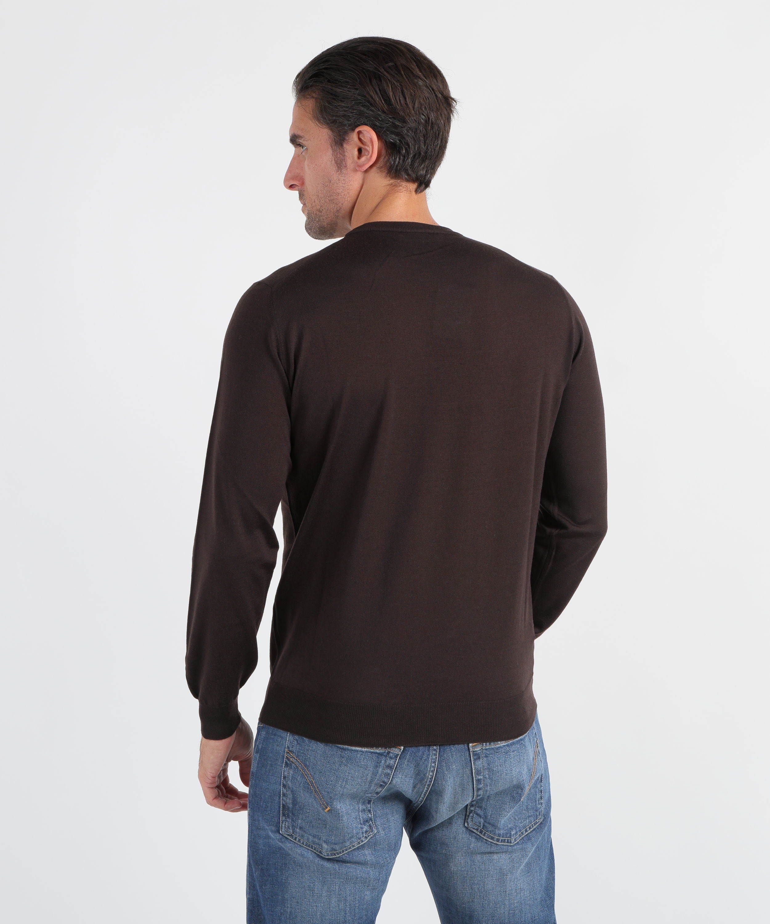 Knitwear FILIPPO DE LAURENTIIS Superfine Wool Crew Neck Sweater Caffe' | FILIPPO DE LAURENTIIS