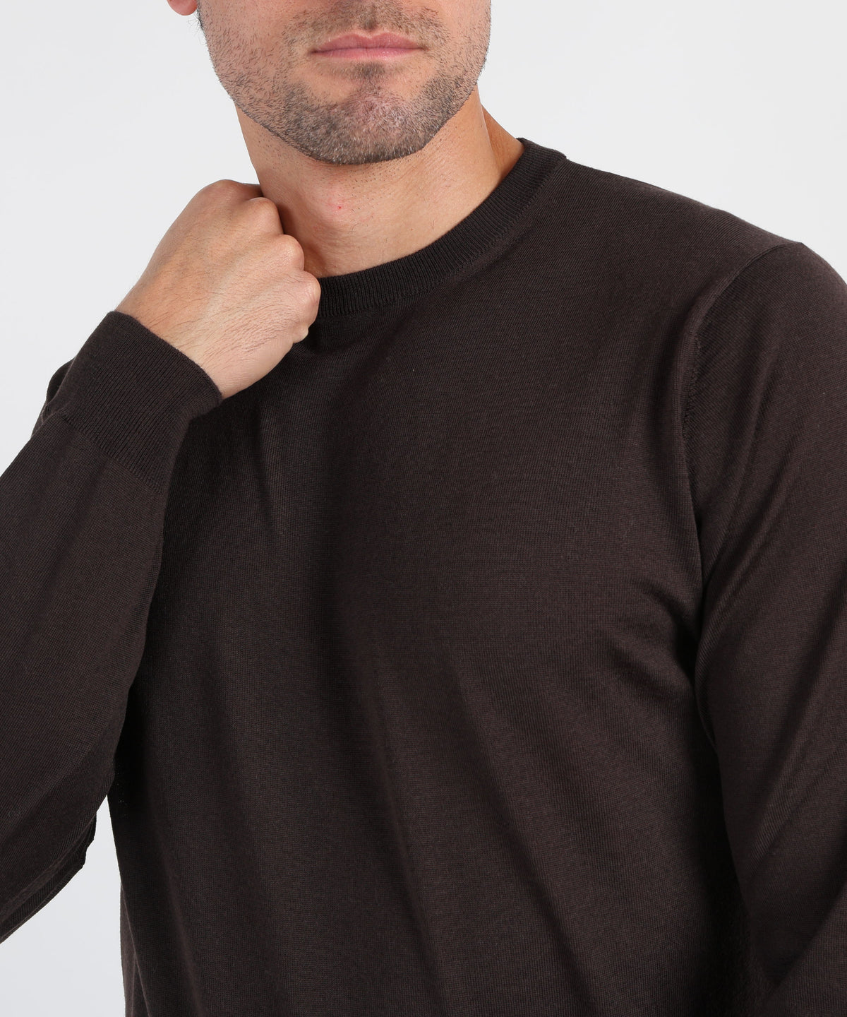 Knitwear FILIPPO DE LAURENTIIS Superfine Wool Crew Neck Sweater Caffe' | FILIPPO DE LAURENTIIS