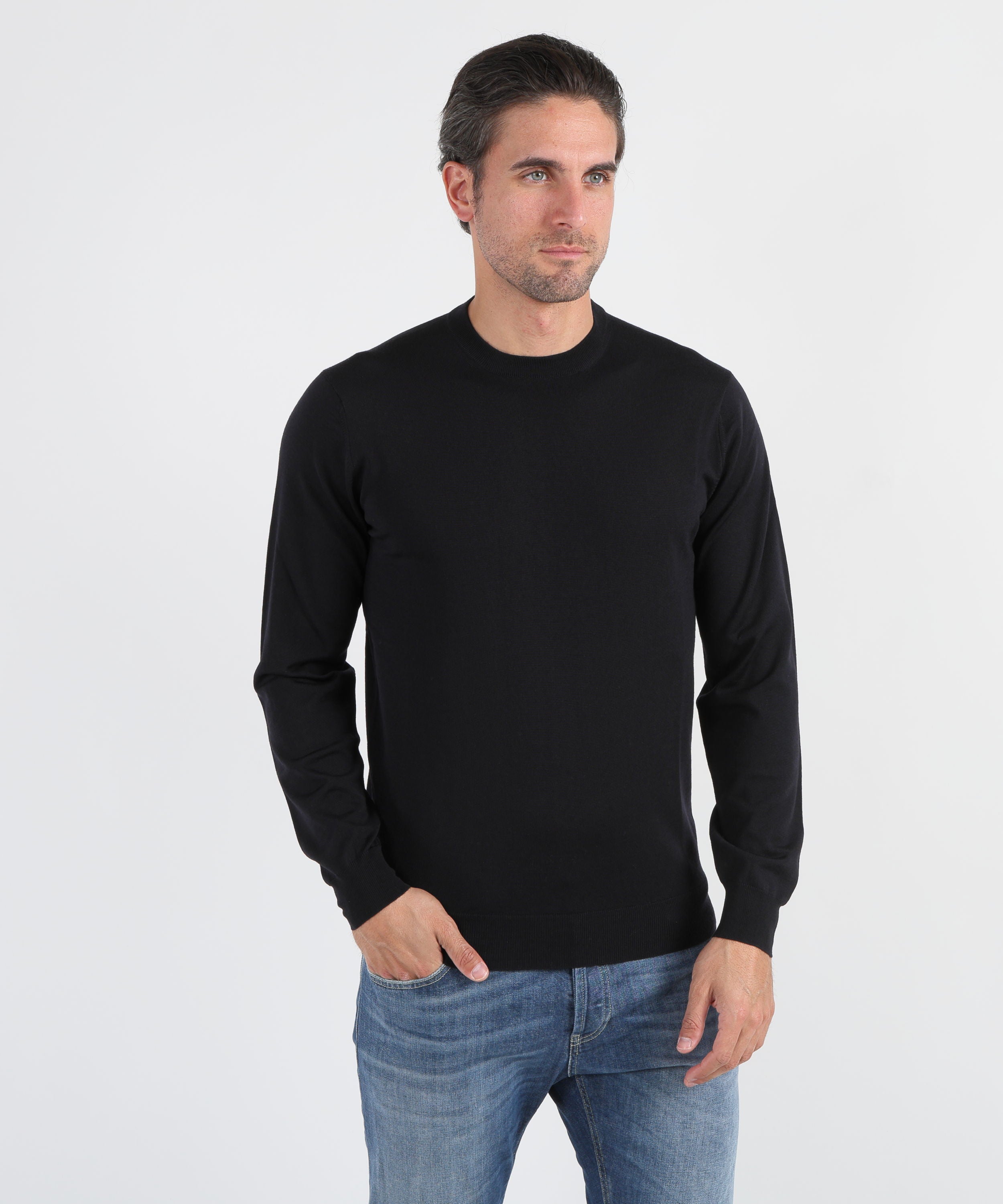 Knitwear FILIPPO DE LAURENTIIS Superfine Wool Crew Neck Sweater Navy | FILIPPO DE LAURENTIIS