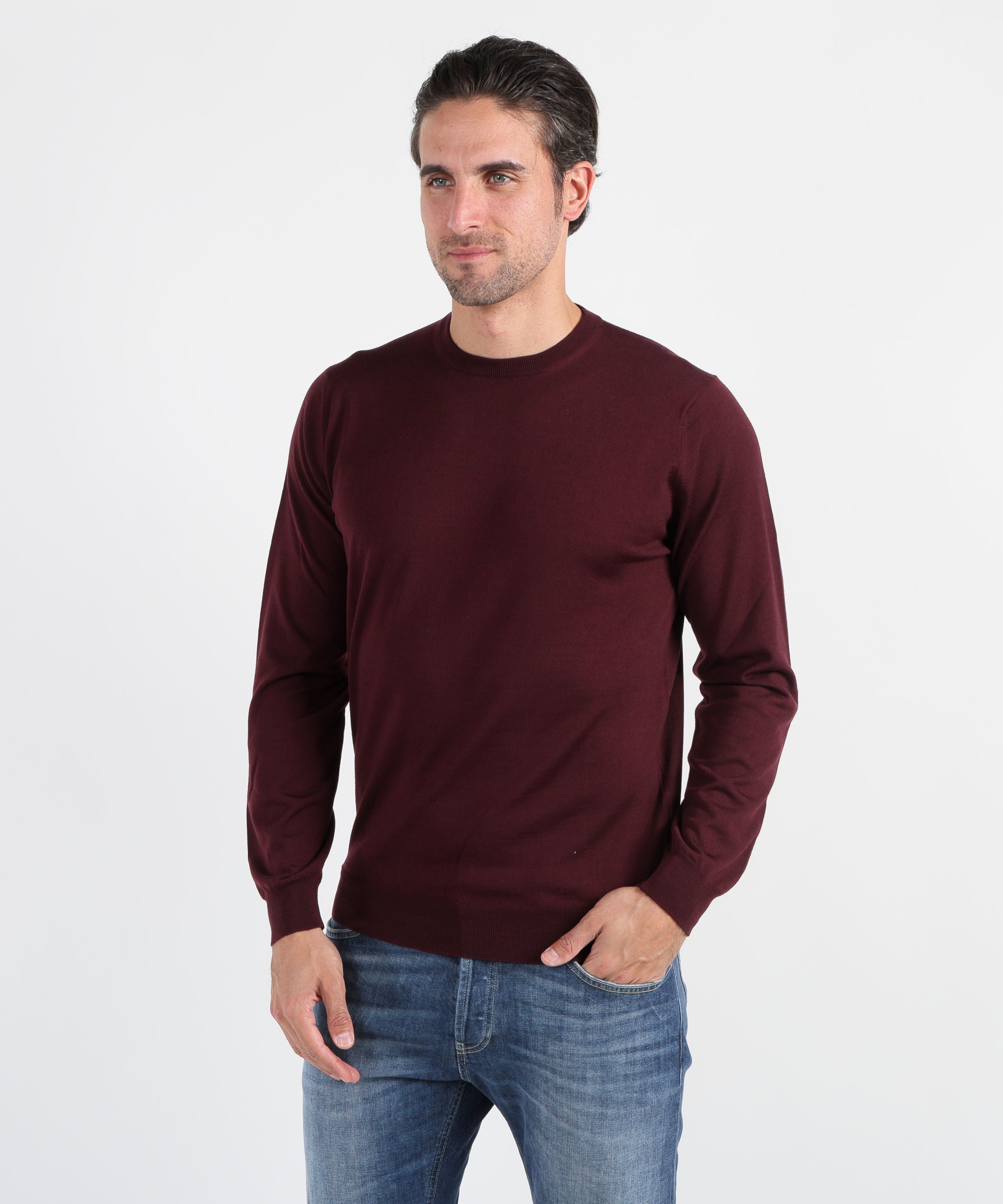 Maglie FILIPPO DE LAURENTIIS Maglia girocollo in lana super fine Marsala | FILIPPO DE LAURENTIIS