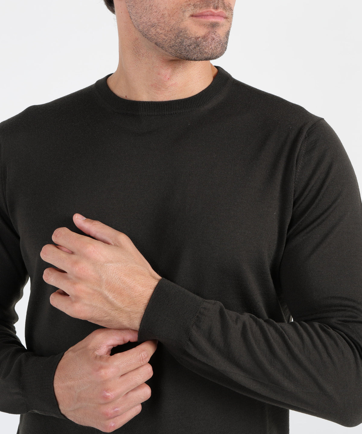 Knitwear FILIPPO DE LAURENTIIS Superfine Wool Crew Neck Sweater Militare | FILIPPO DE LAURENTIIS