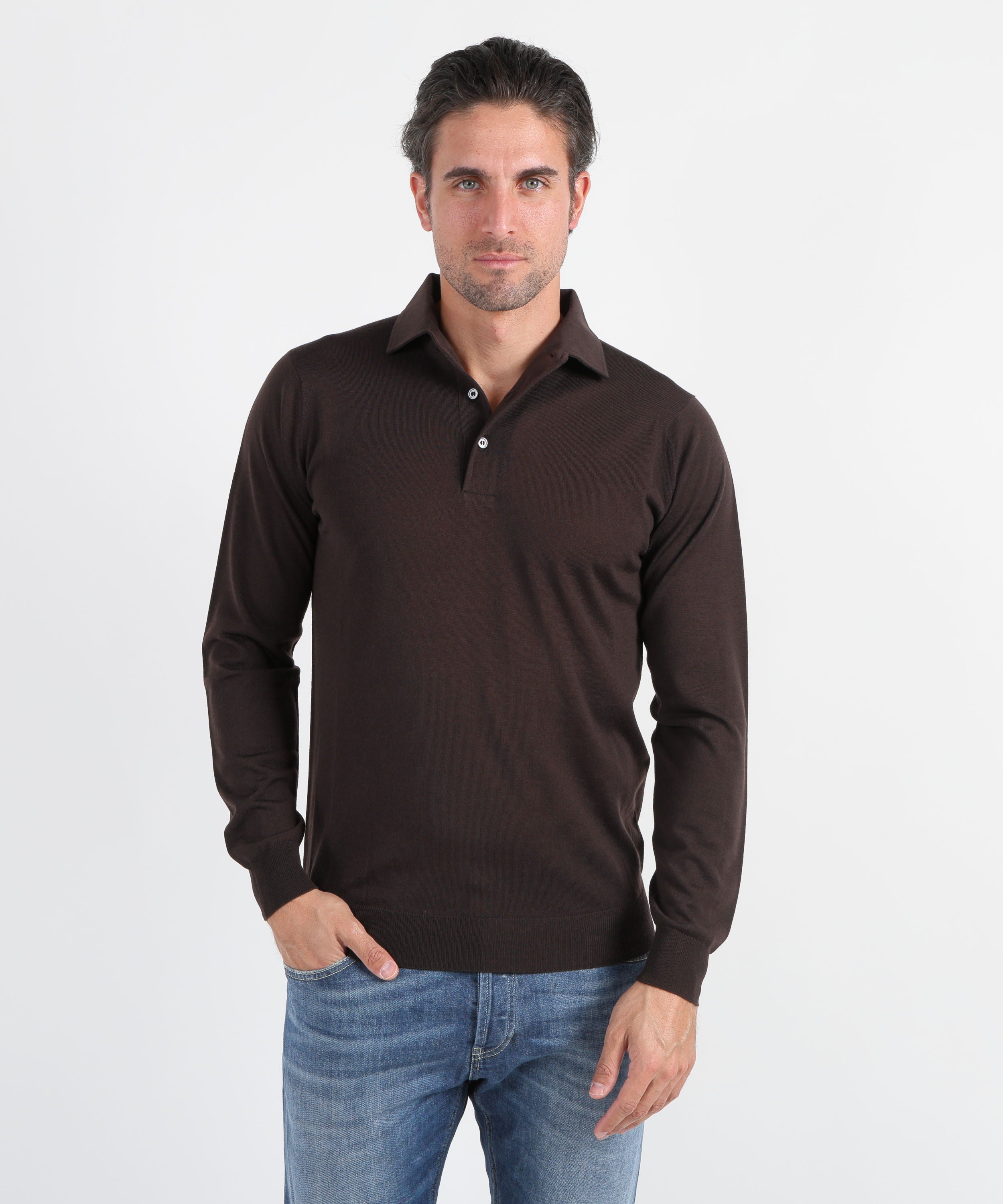 Polo shirts FILIPPO DE LAURENTIIS three-button polo shirt Caffe' | FILIPPO DE LAURENTIIS