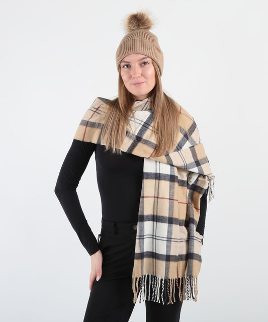 accessories BARBOUR Scarf and hat Tartan beige | BARBOUR