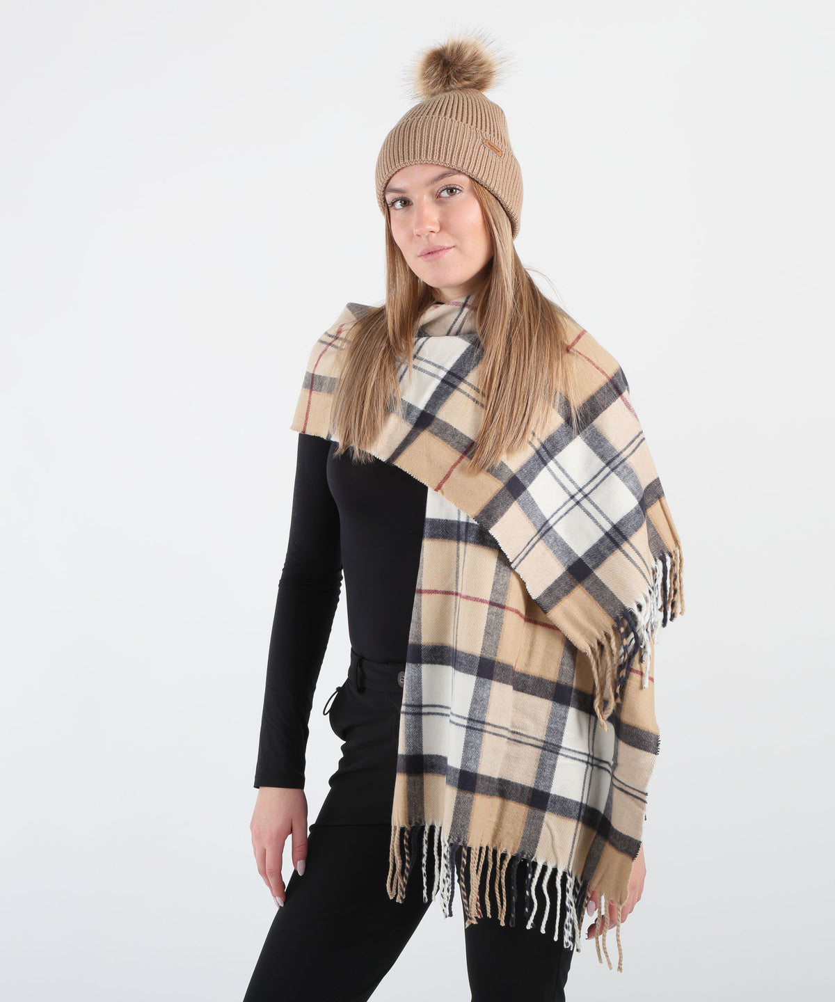 accessori BARBOUR Sciarpa e cappello Tartan beige | BARBOUR