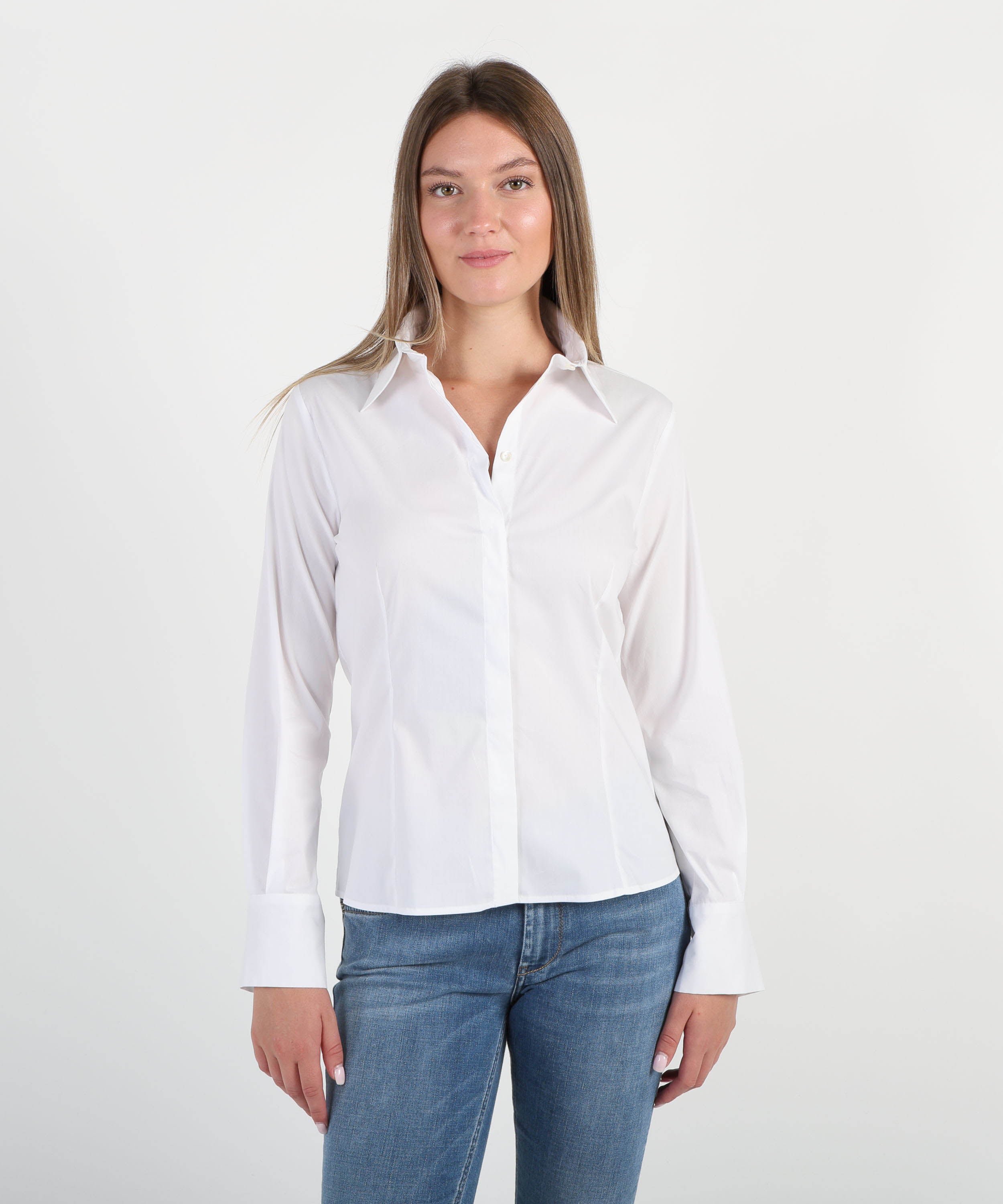 Camicie PENNYBLACK Camicia Donna Slim Fit in Popeline Stretch Bianco | PENNYBLACK