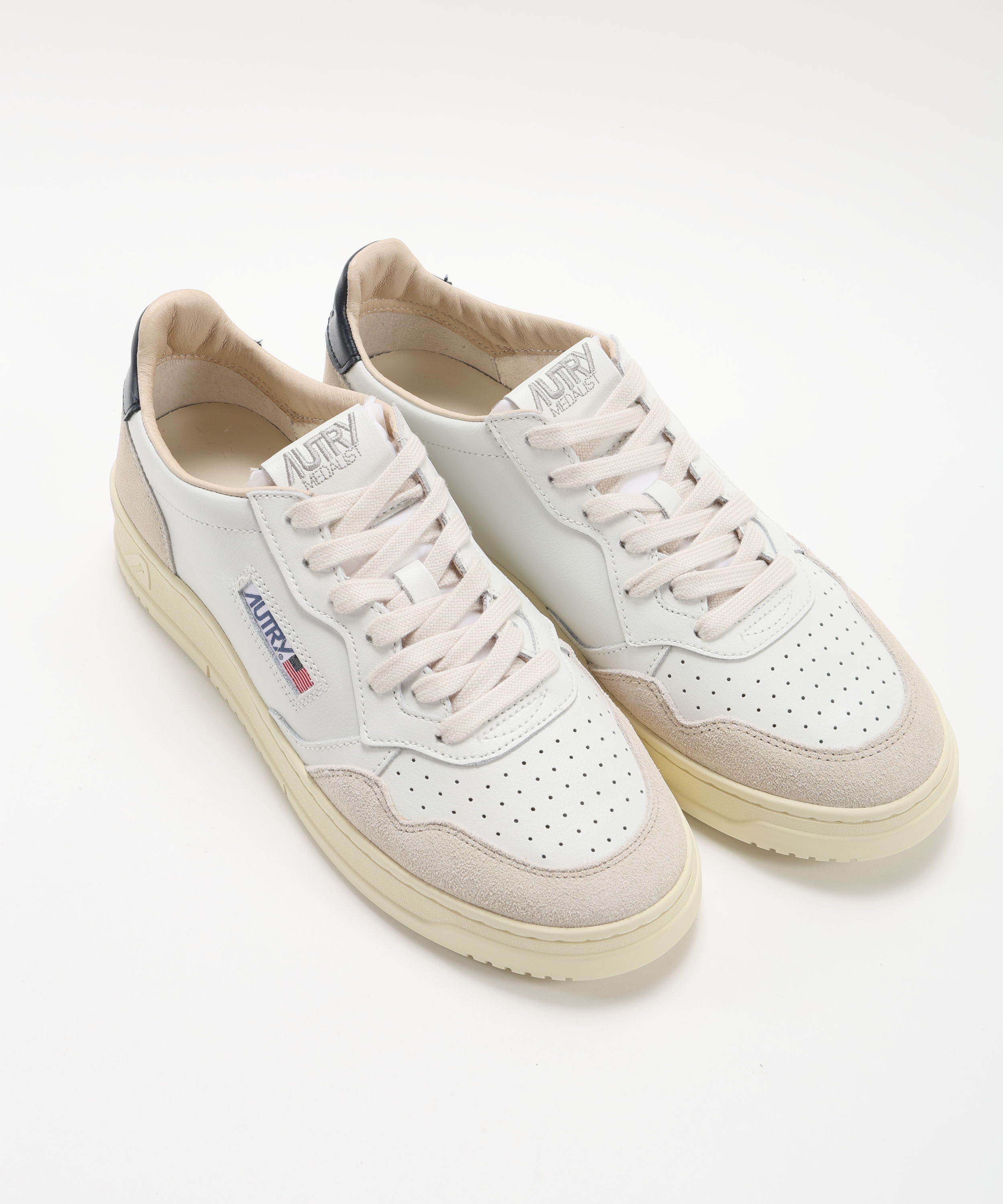 Sneakers AUTRY SNEAKERS MEDALIST LOW IN PELLE BIANCA E BLU E SUEDE BEIGE Bianco/blu | AUTRY