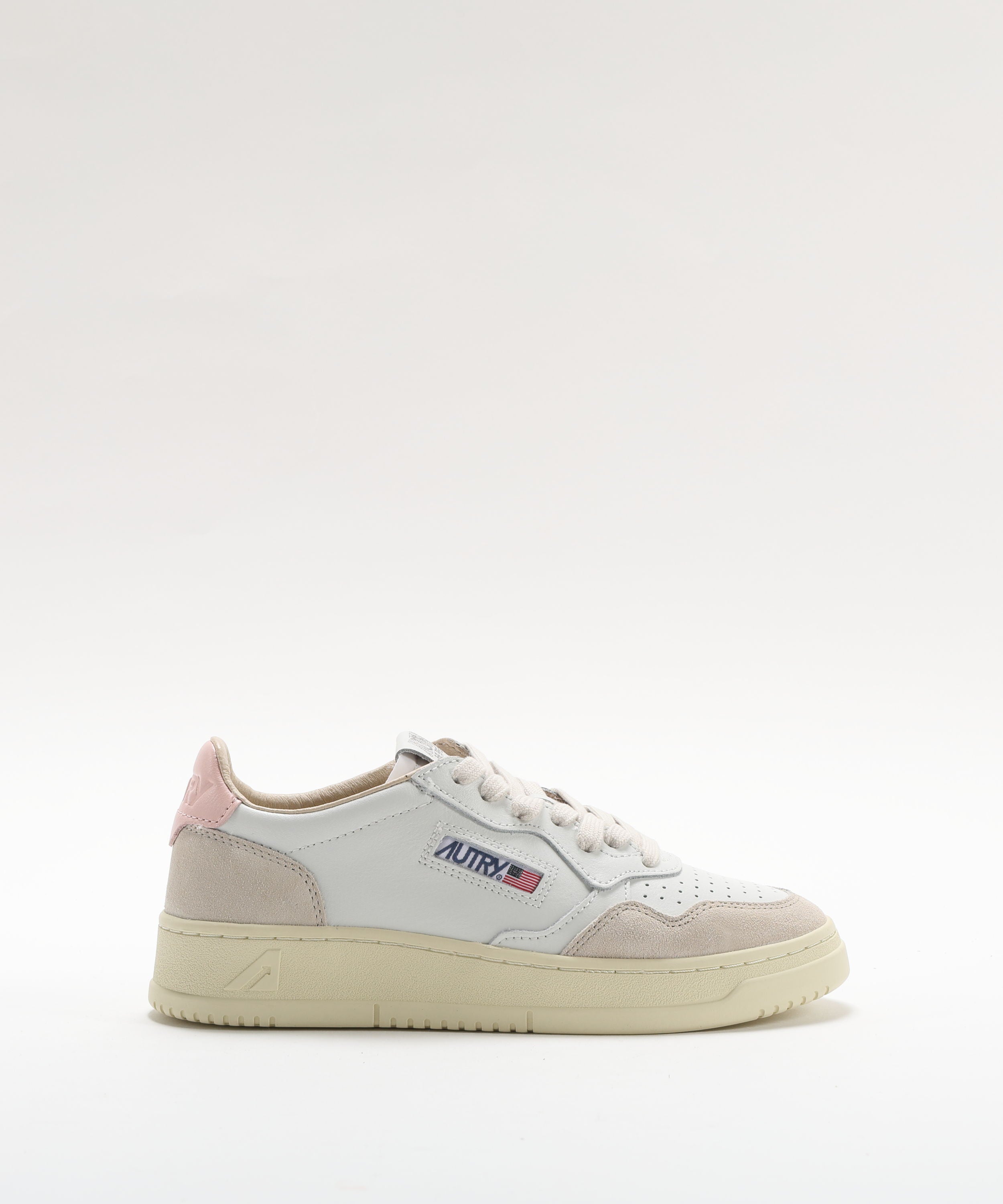 Sneakers AUTRY SNEAKERS MEDALIST LOW IN PELLE BIANCA E POWDER E SUEDE BEIGE Bianco/rosa | AUTRY