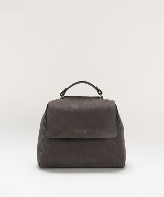 Borse ORCIANI Borsa Sveva Nabucco Small a mano in pelle nabuk con tracolla Carbone | ORCIANI