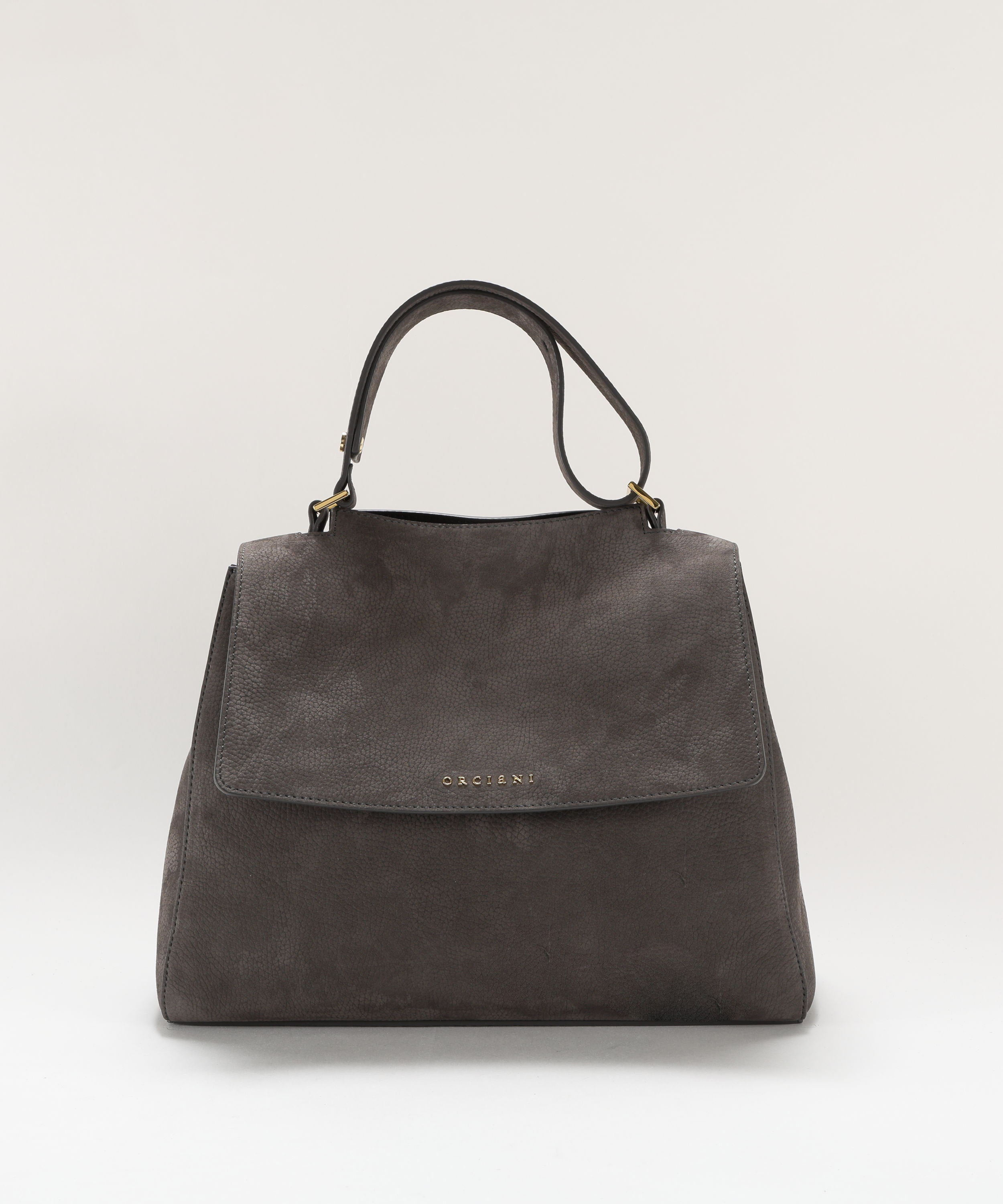 Borse ORCIANI Borsa Sveva Nabucco Media a spalla in pelle nabuk con tracolla Grigio | ORCIANI