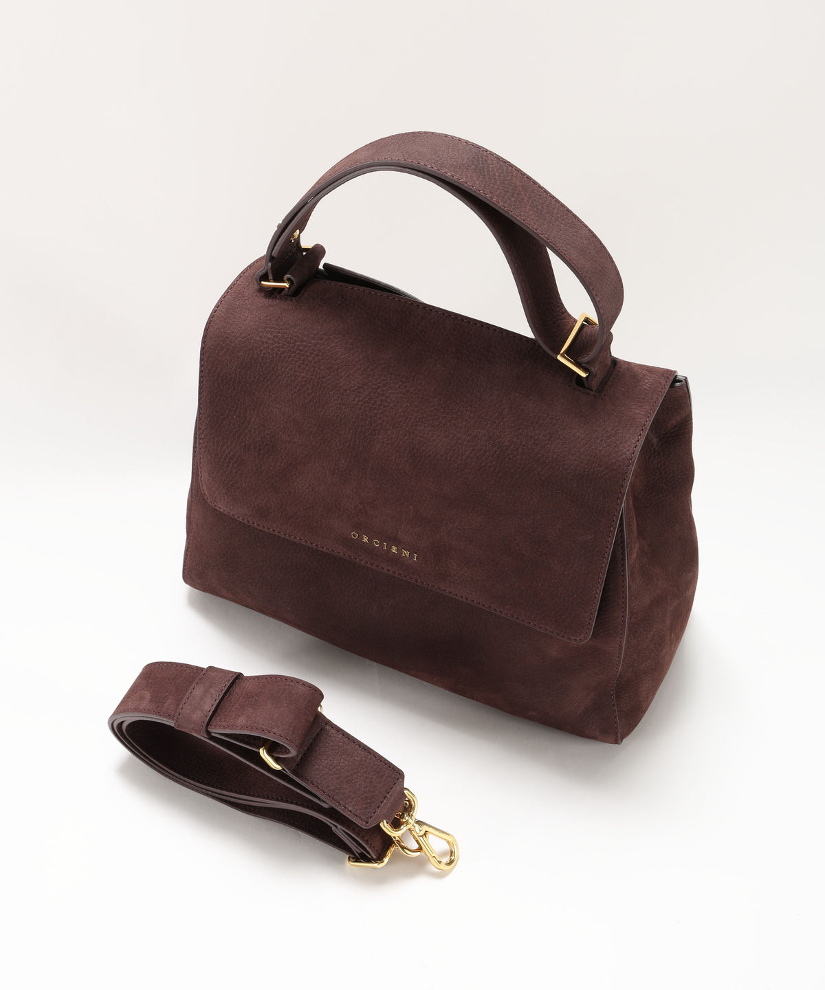Borse ORCIANI Borsa Sveva Nabucco Media a spalla in pelle nabuk con tracolla Burgundy | ORCIANI