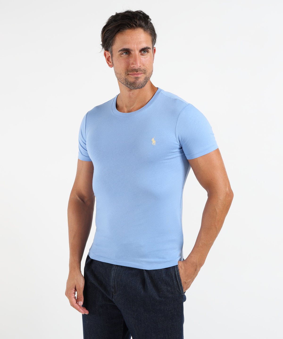 T-shirts POLO RALPH LAUREN Custom slim-fit jersey T-shirt Azzurro | POLO RALPH LAUREN