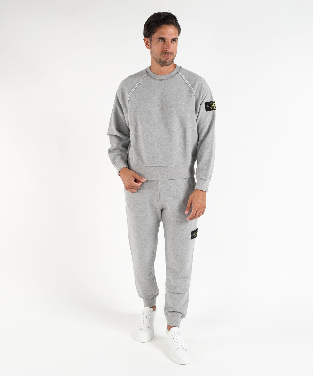Felpe STONE ISLAND Felpa girocollo in cotone Grigio melange | STONE ISLAND