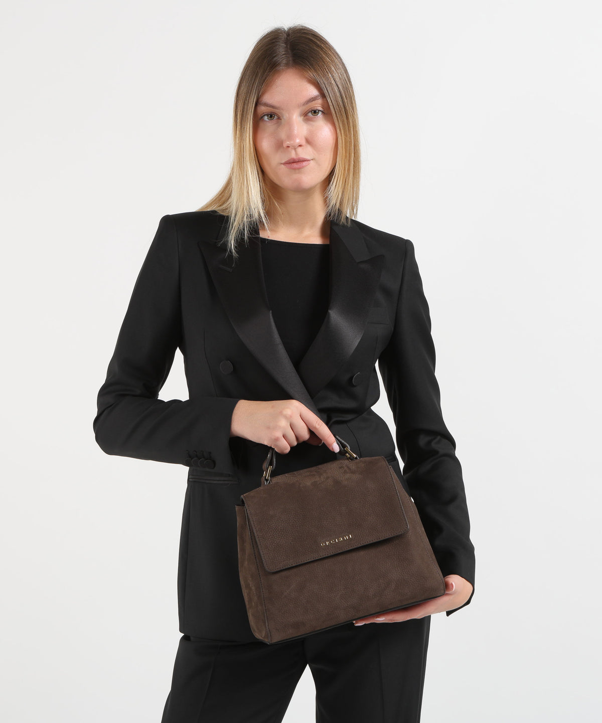 ORCIANI Borsa Sveva Nabucco Media a spalla in pelle nabuk con tracolla