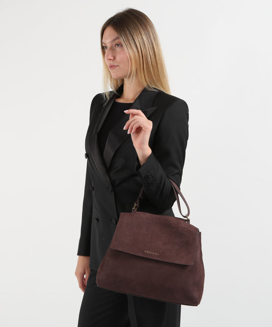 Borse ORCIANI Borsa Sveva Nabucco Media a spalla in pelle nabuk con tracolla Burgundy | ORCIANI