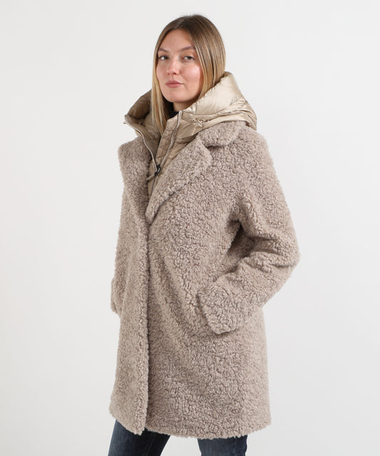 Cappotti BOMBOOGIE Odessa Overcoat - Cappotto lungo in ecopelliccia effetto agnellino Perla | BOMBOOGIE