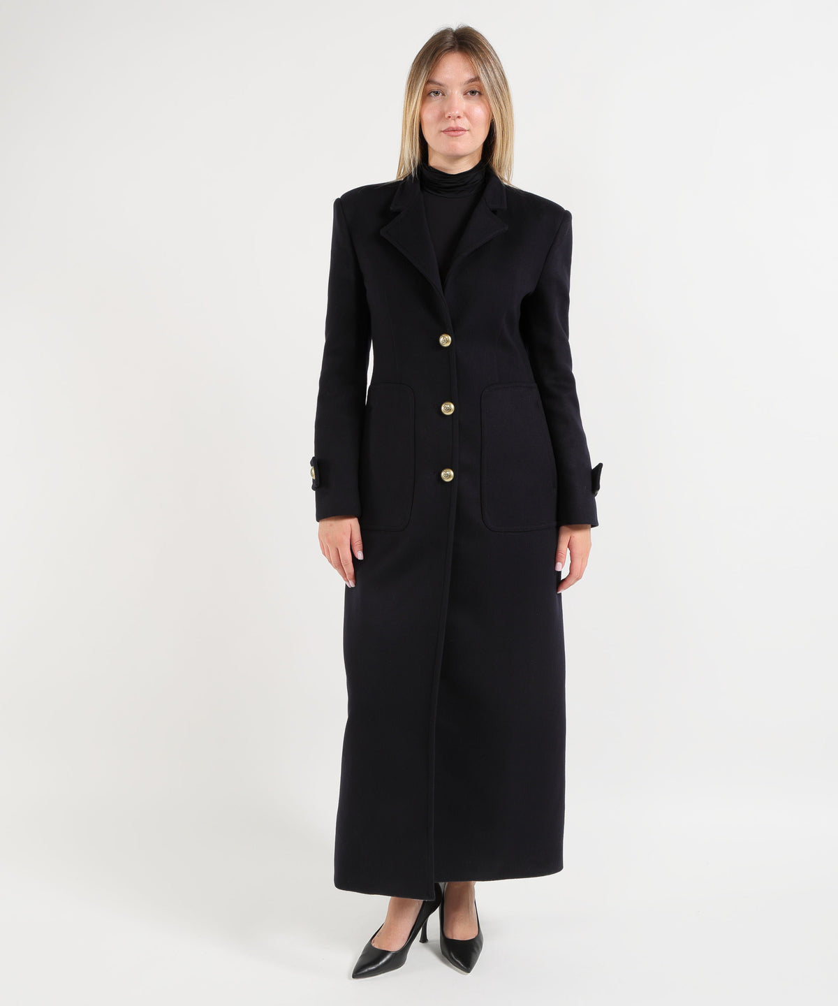PINKO Long Wool-Blend Cloth Coat