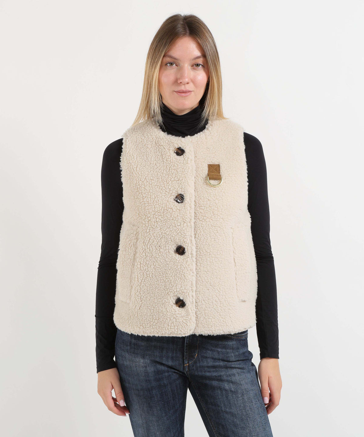 Gilet BARBOUR Gilet in pile Bowes Ecru | BARBOUR