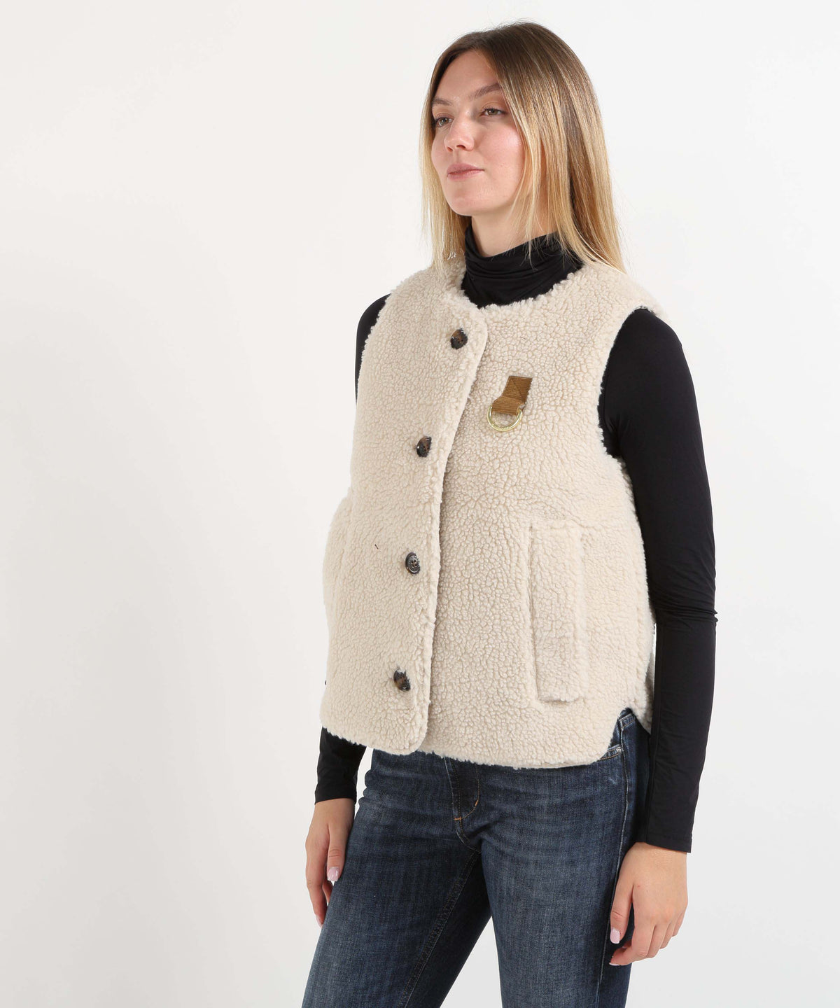Gilet BARBOUR Gilet in pile Bowes Ecru | BARBOUR
