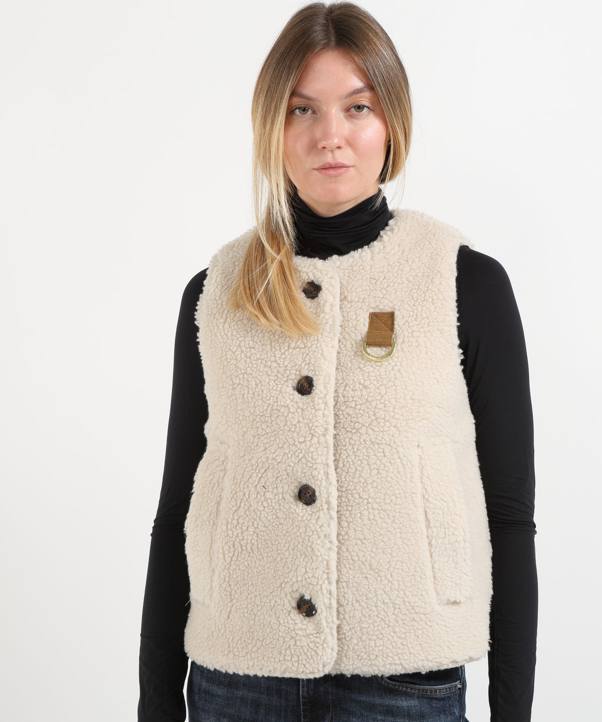 Gilet BARBOUR Gilet in pile Bowes Ecru | BARBOUR