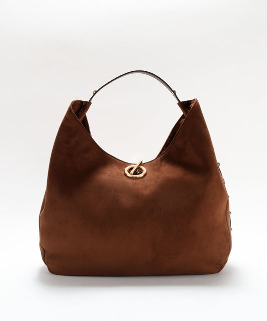 Borse LIUJO ACCESSORI Borsa hobo grande con borchie Tabacco | LIUJO ACCESSORI