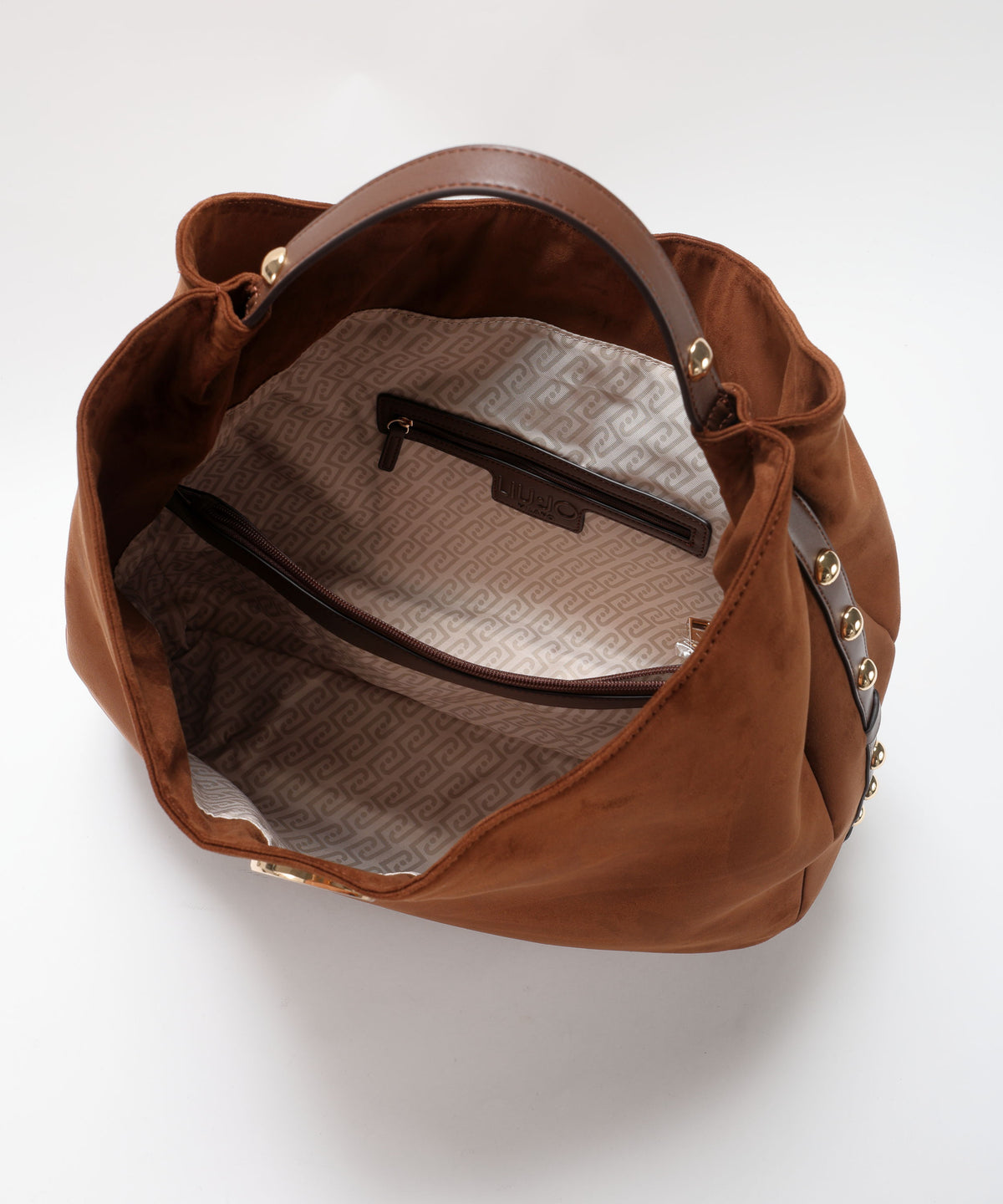 Borse LIUJO ACCESSORI Borsa hobo grande con borchie Tabacco | LIUJO ACCESSORI