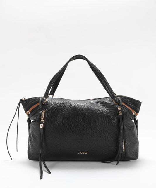 Borse LIUJO ACCESSORI Borsa Satchel con Dettagli Logo Dorati Nero | LIUJO ACCESSORI
