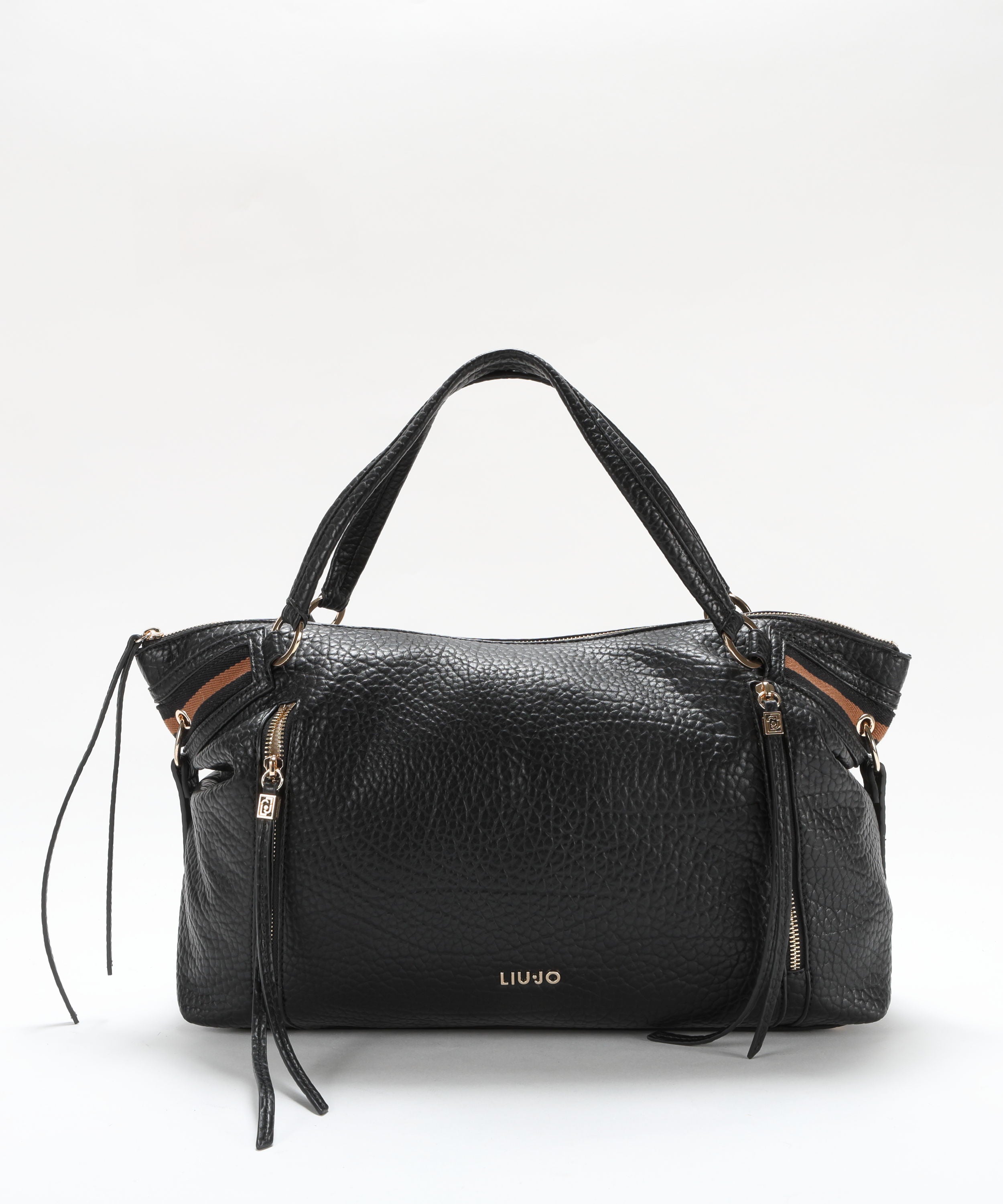 Borse LIUJO ACCESSORI Borsa Satchel con Dettagli Logo Dorati Nero | LIUJO ACCESSORI