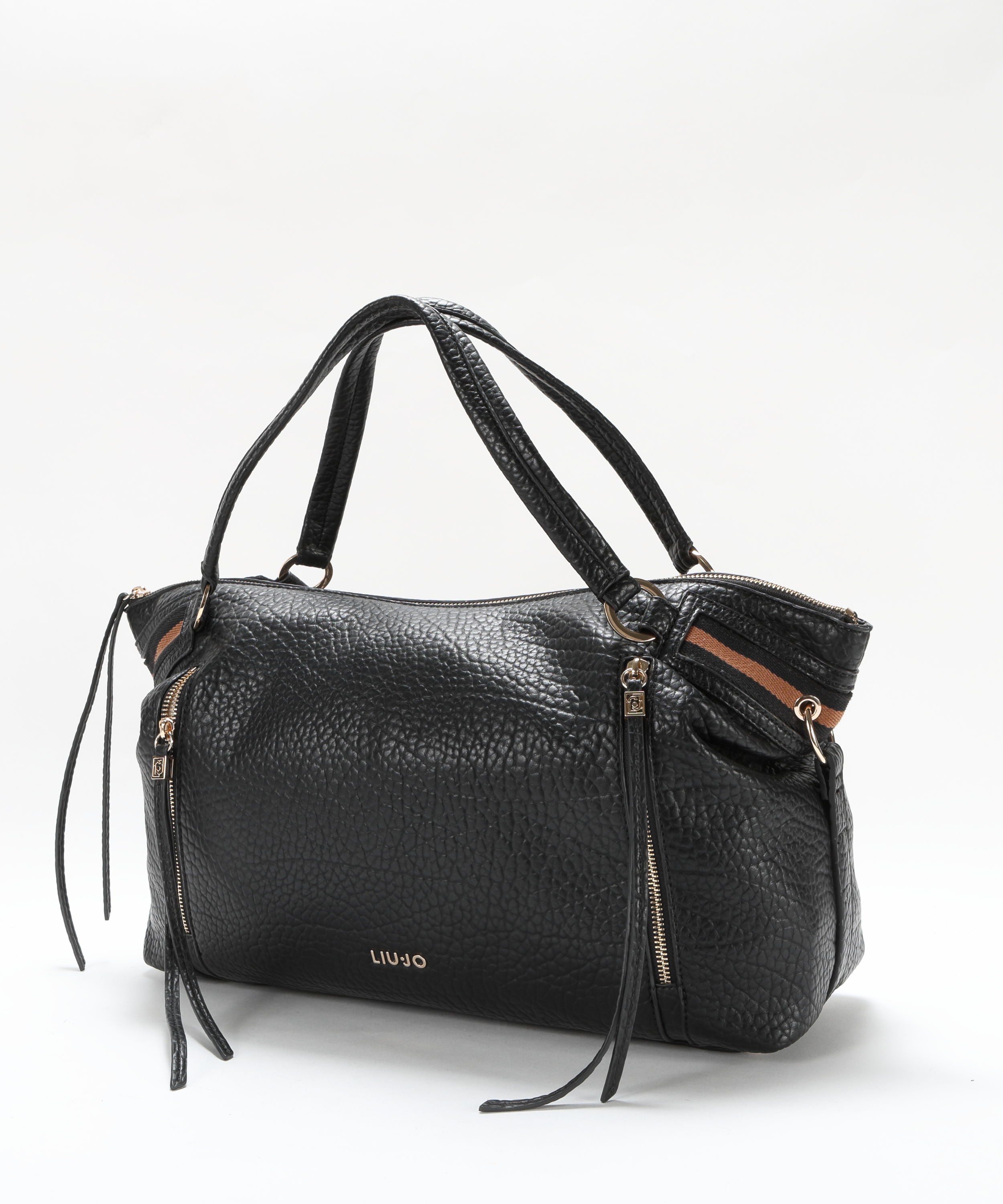 Borse LIUJO ACCESSORI Borsa Satchel con Dettagli Logo Dorati Nero | LIUJO ACCESSORI