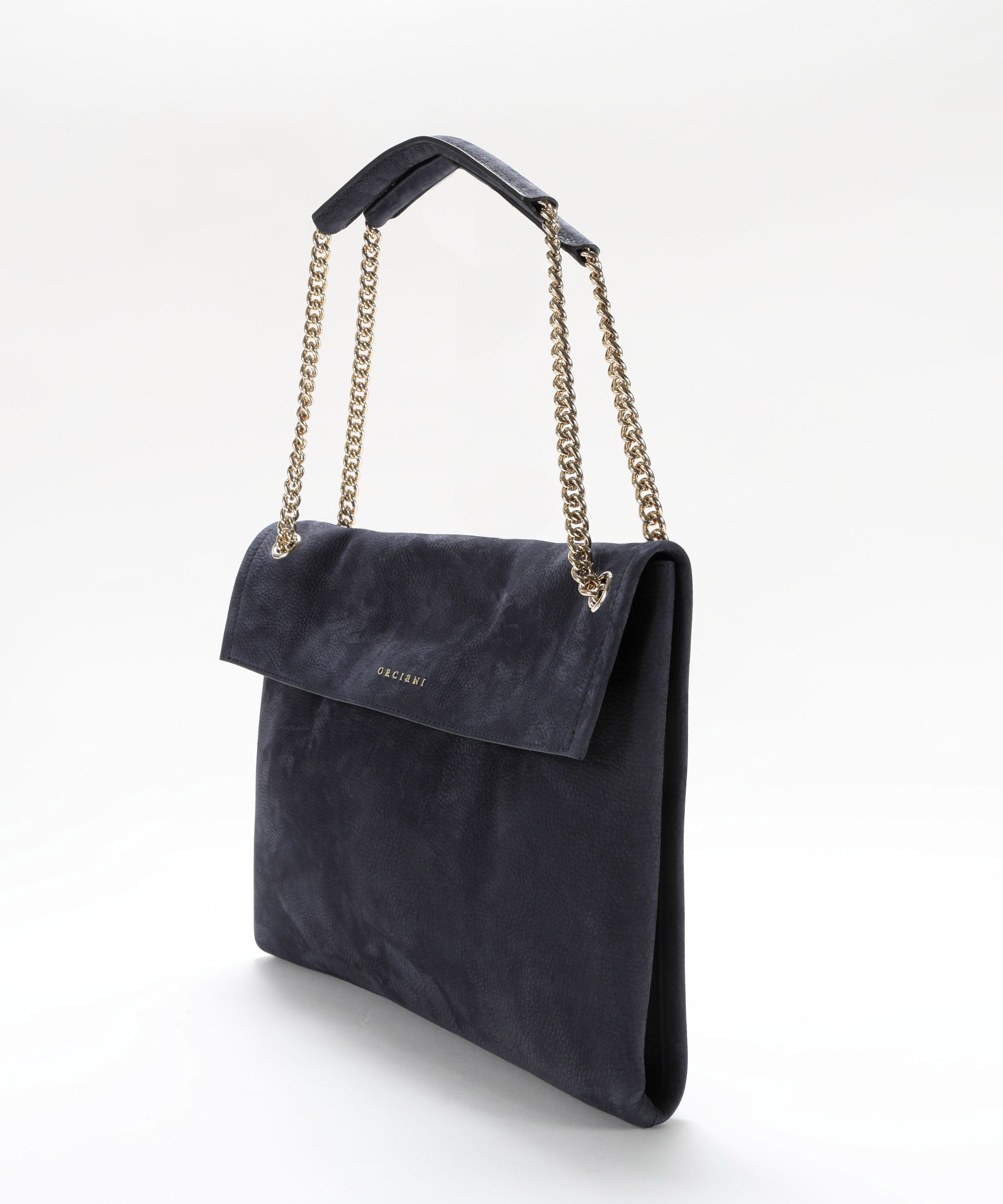 Bags ORCIANI Venus Nabucco Midi Nubuck Leather Shoulder Bag Notte | ORCIANI