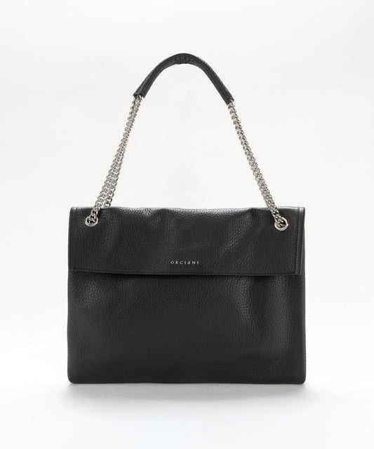 Bags ORCIANI Venus Soft Midi Textured Leather Shoulder Bag Nero | ORCIANI