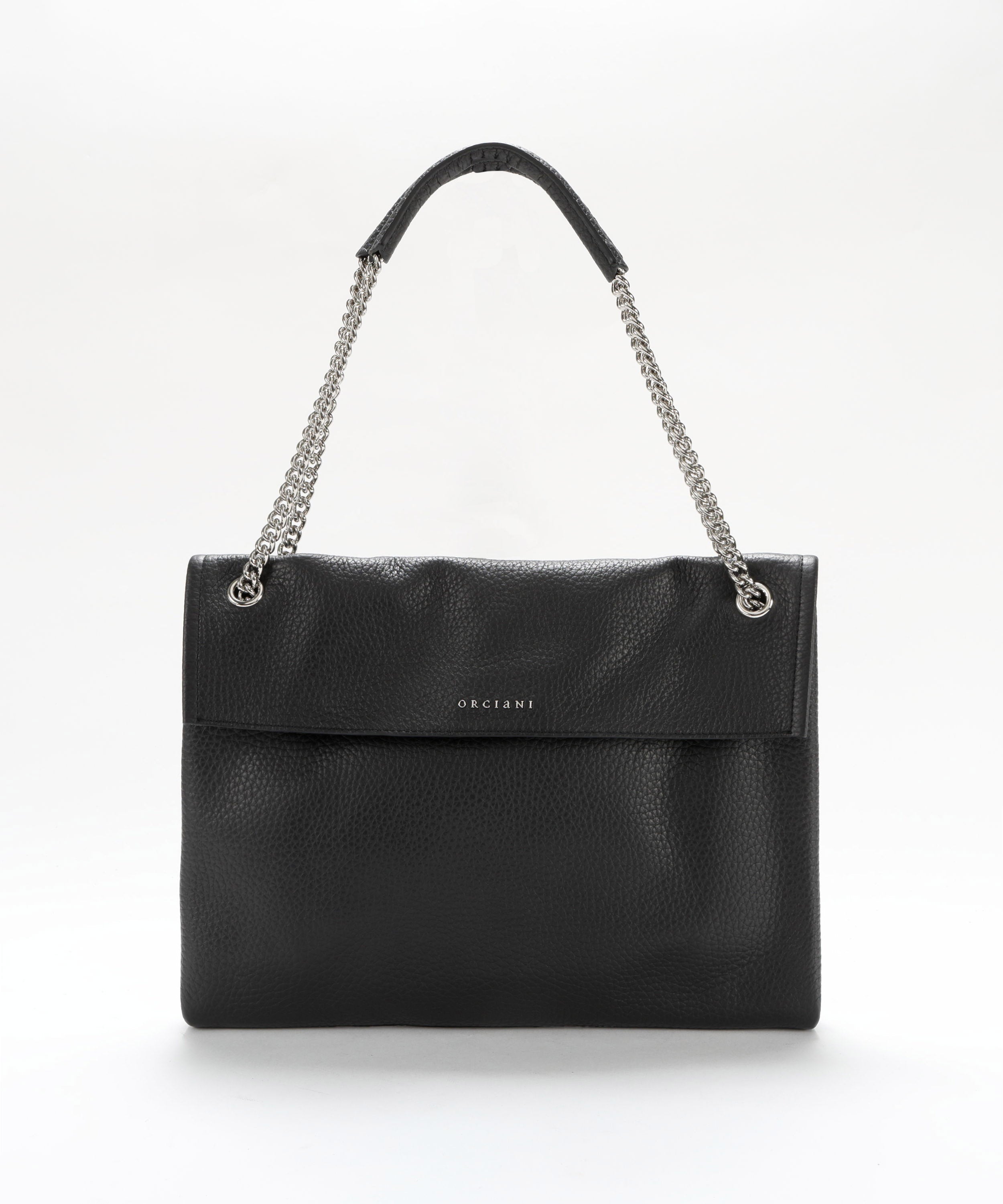 Bags ORCIANI Venus Soft Midi Textured Leather Shoulder Bag Nero | ORCIANI