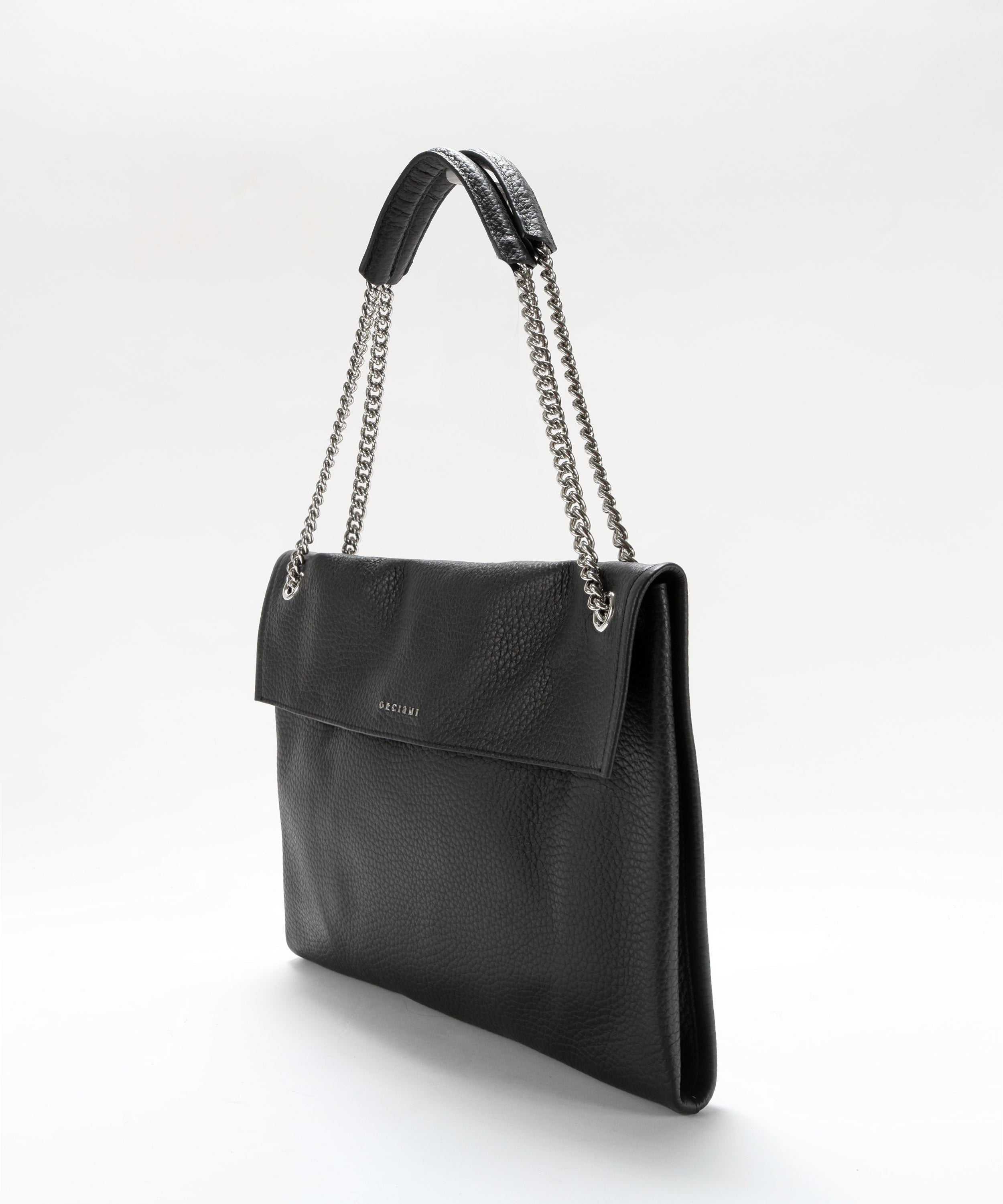 Bags ORCIANI Venus Soft Midi Textured Leather Shoulder Bag Nero | ORCIANI