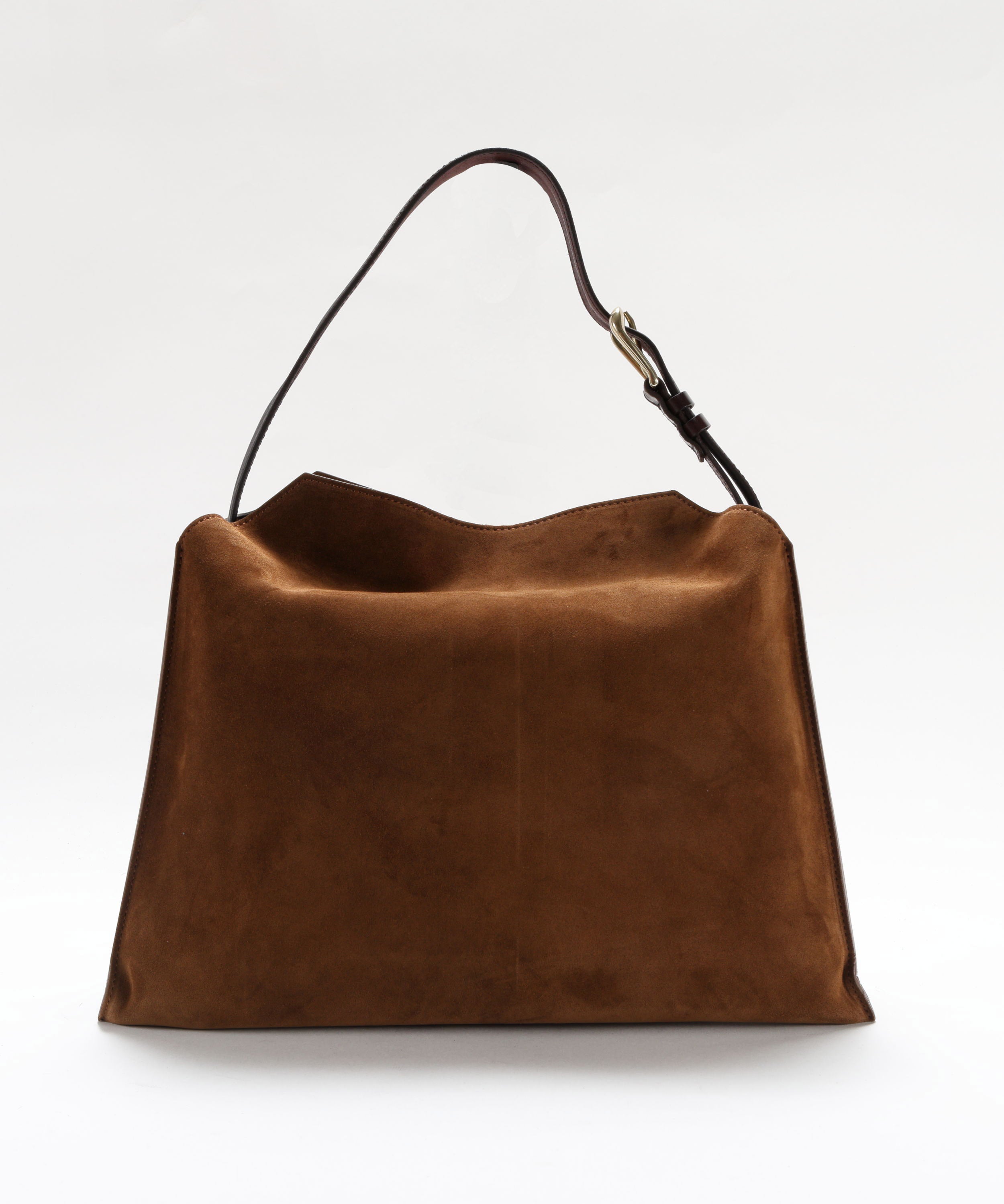 Borse ORCIANI Borsa Trinity Peach Oro Midi a spalla in suede e cuoio Tabacco | ORCIANI