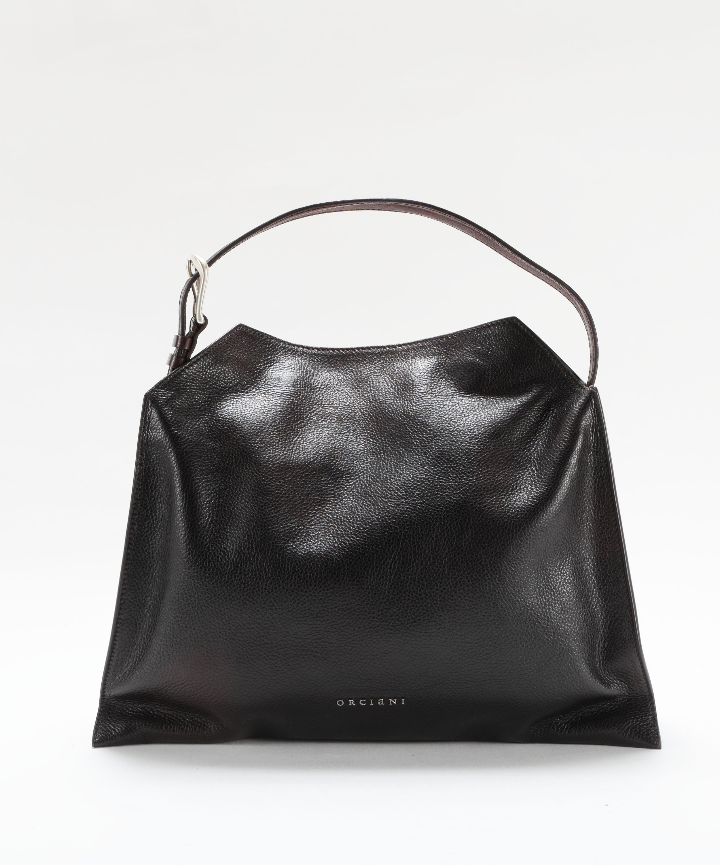 Borse ORCIANI Borsa Trinity Lagoon Midi a spalla in pelle Testa di moro | ORCIANI