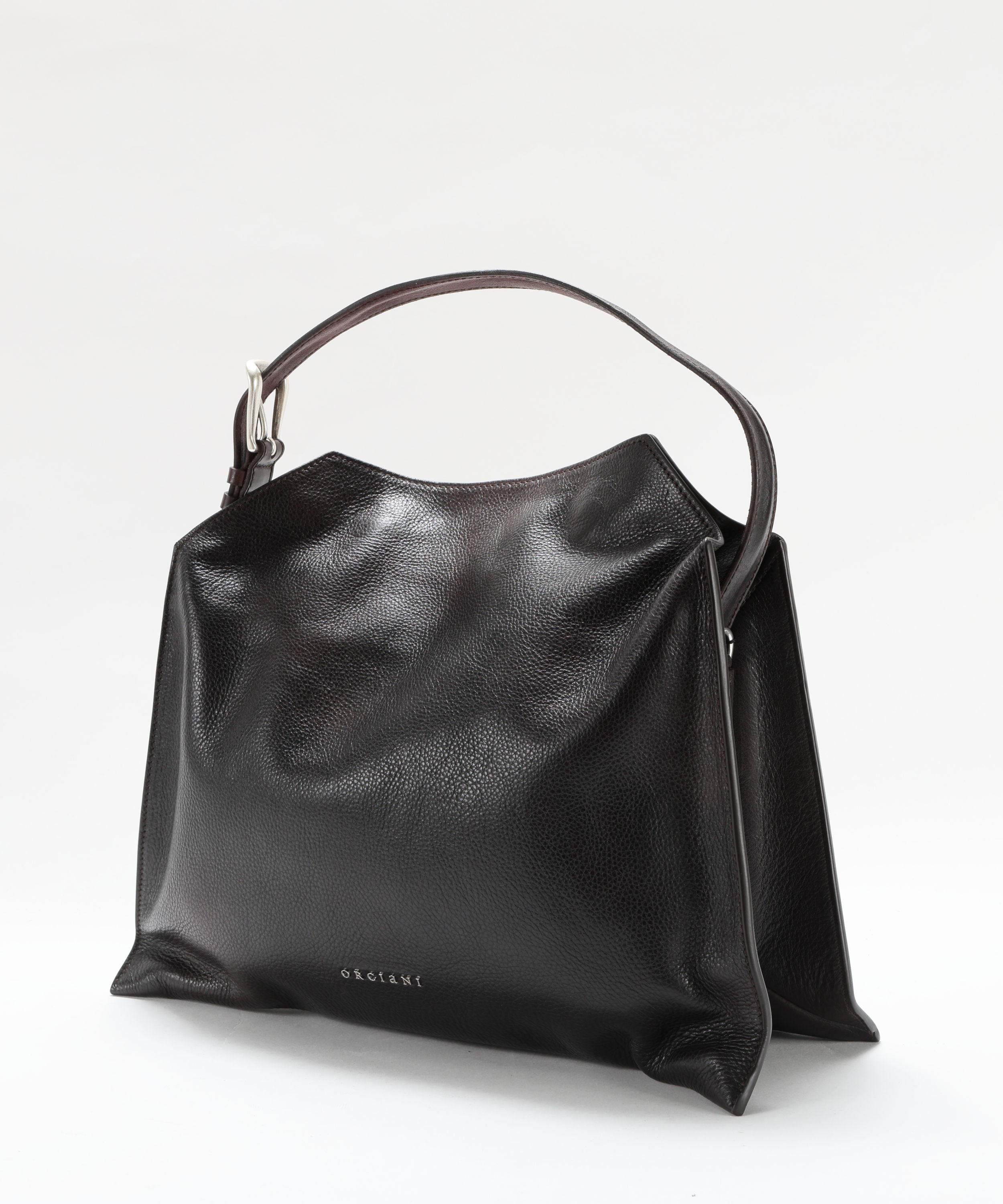 Borse ORCIANI Borsa Trinity Lagoon Midi a spalla in pelle Testa di moro | ORCIANI