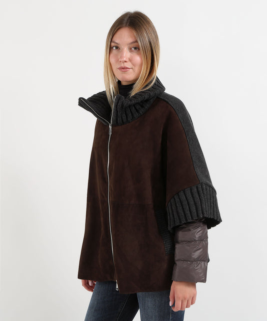 Giacche THE JACKIE LEATHERS Cappa in pelle scamosciata Testa di moro | THE JACKIE LEATHERS