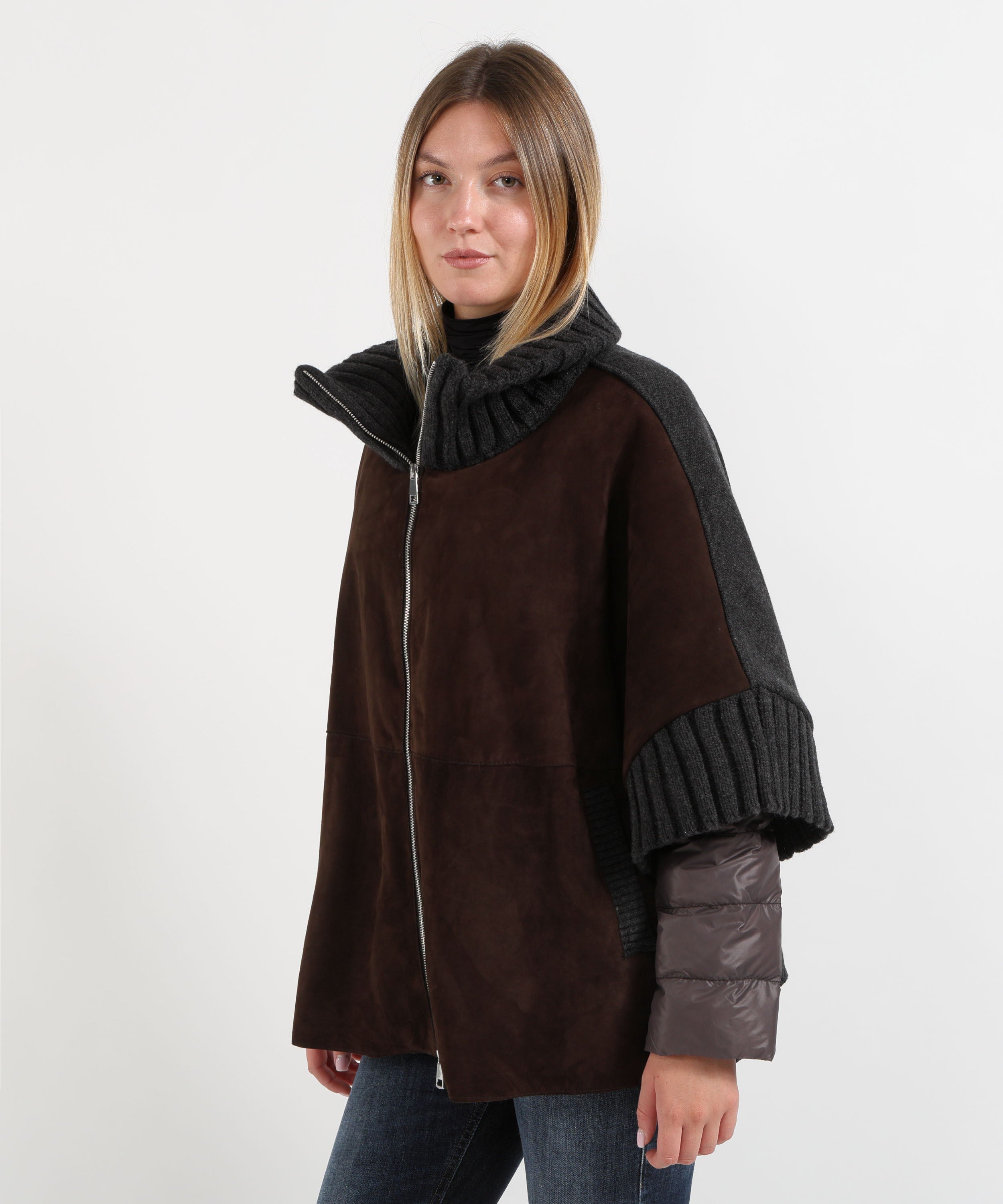 Giacche THE JACKIE LEATHERS Cappa in pelle scamosciata Testa di moro | THE JACKIE LEATHERS