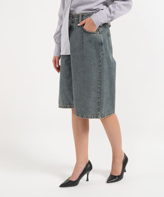 Bermudas SILENCE LIMITED Acid-Wash Bermuda Shorts Denim | SILENCE LIMITED