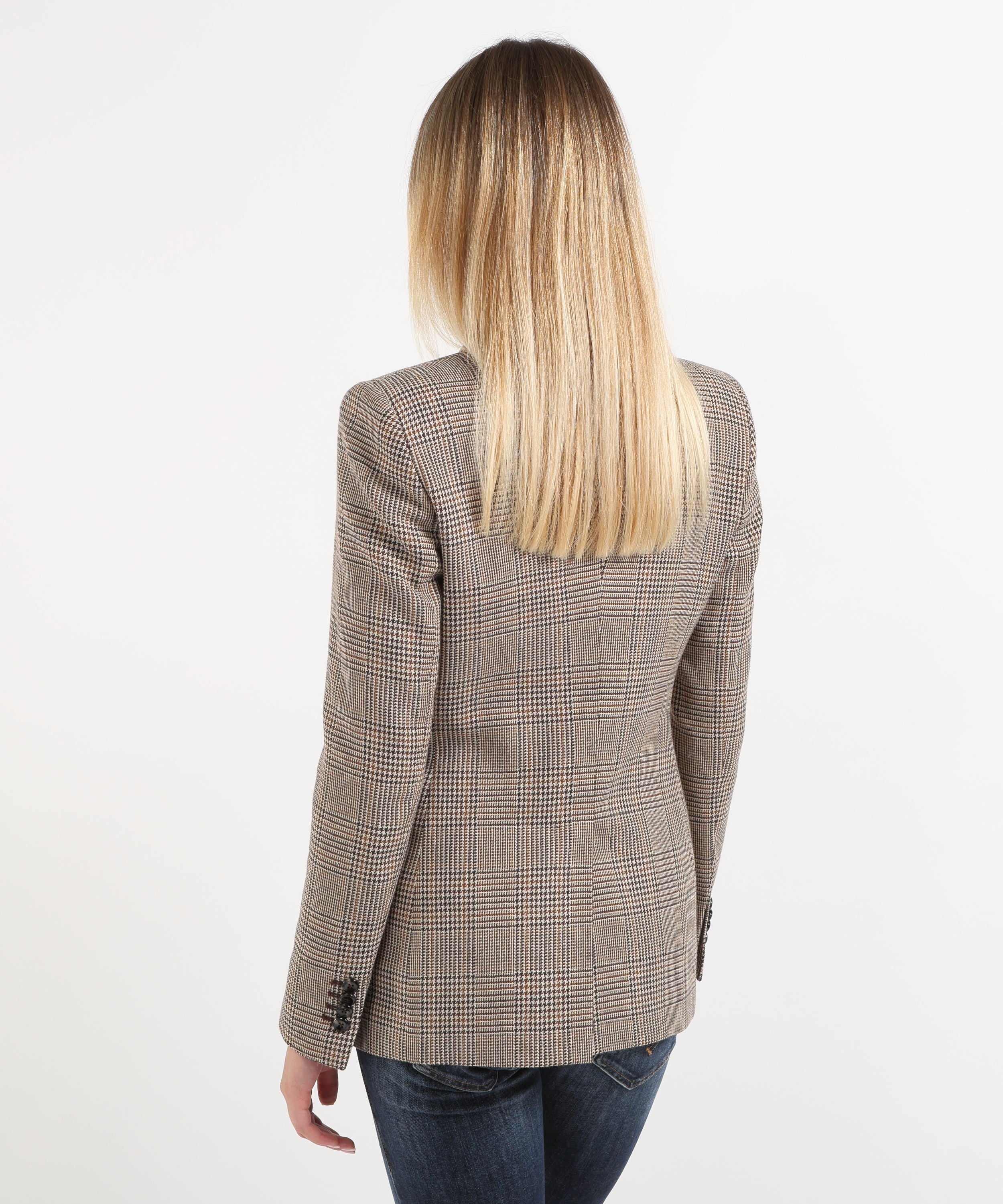 Jackets TAGLIATORE Brown Double-Breasted Jacket with Prince of Wales Check Moro | TAGLIATORE