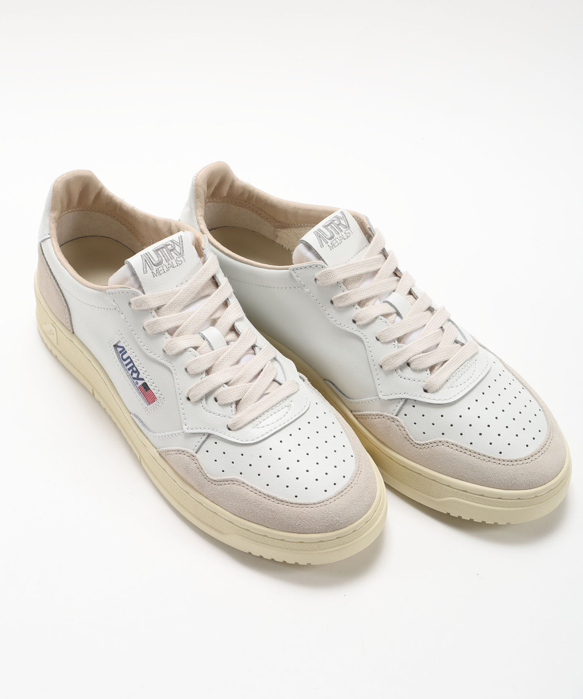AUTRY SNEAKERS MEDALIST LOW IN PELLE BIANCA E SUEDE BEIGE