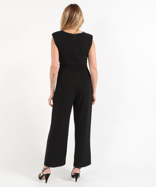 Tute SONIA PENA Tuta Donna Elegante Smanicata con Scollo a V Nero | SONIA PENA