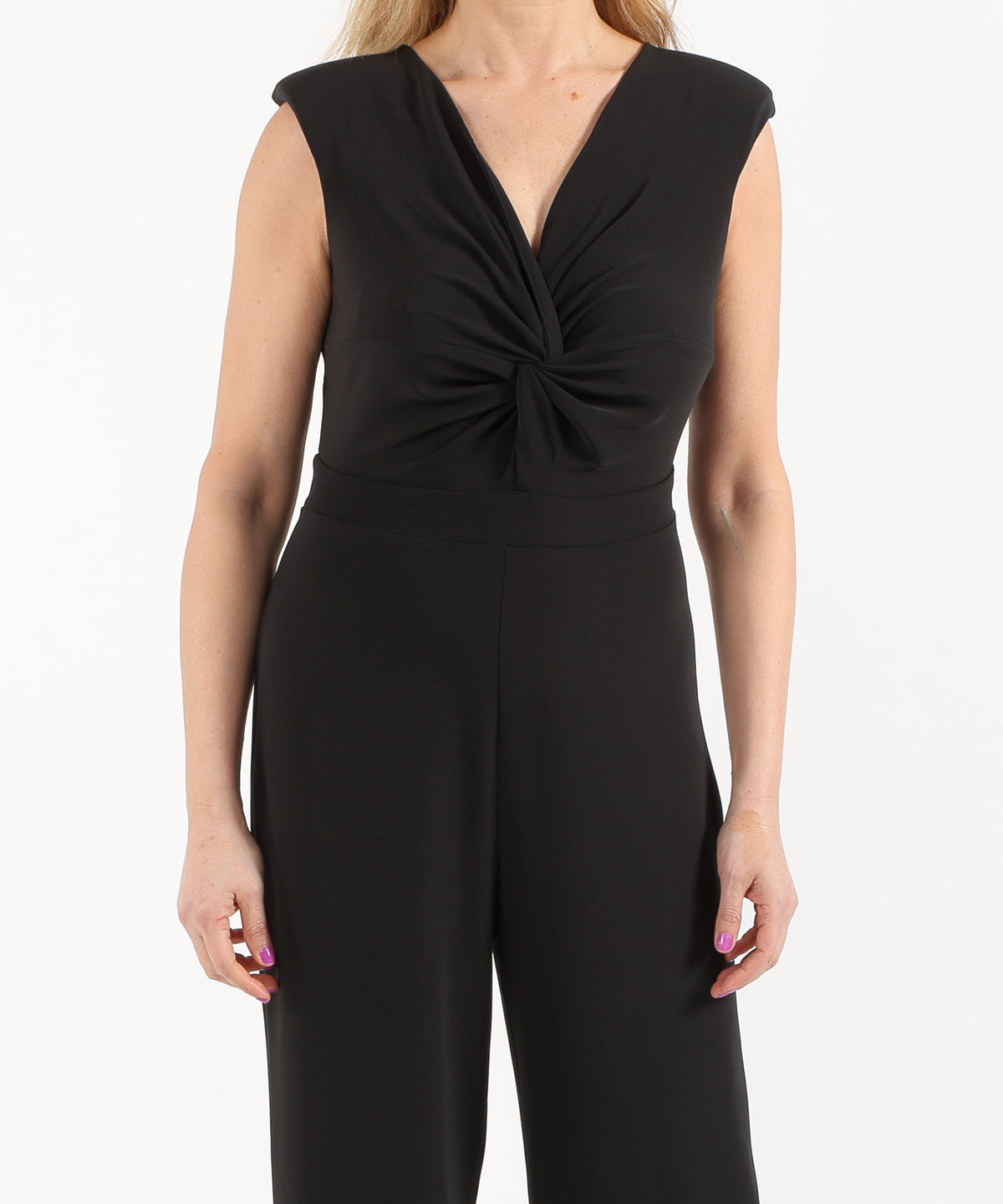 Jumpsuits SONIA PENA Women’s Elegant Sleeveless Jumpsuit with V-Neck Nero | SONIA PENA