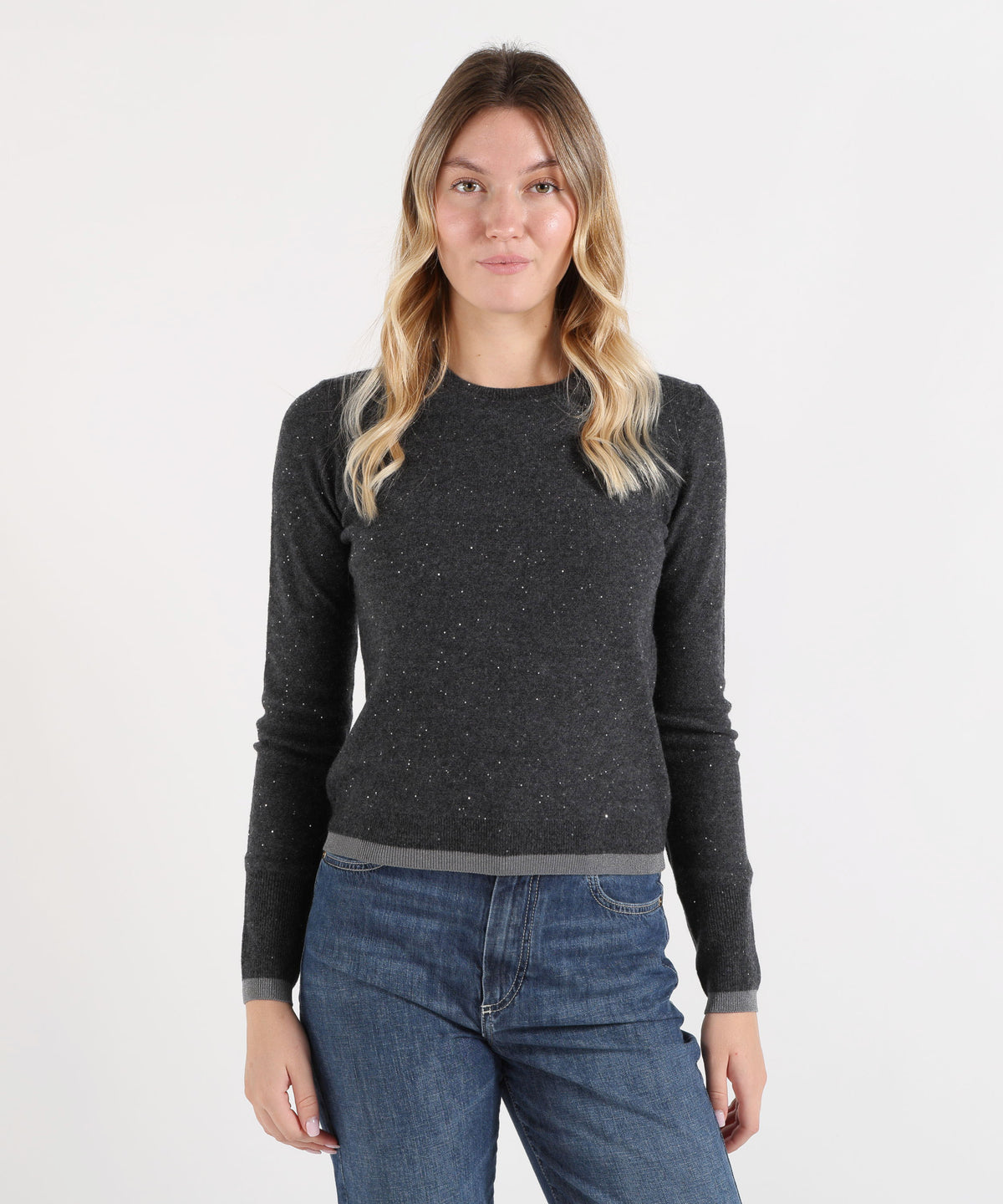 Knitwear PENNYBLACK Micro-sequin knit top Grigio | PENNYBLACK